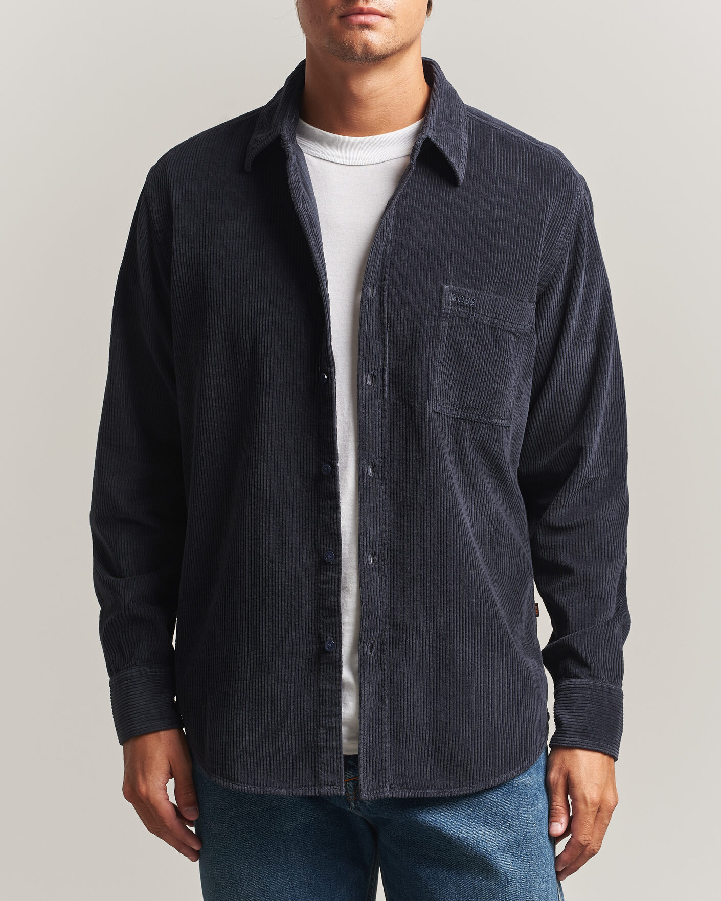Uomini | Camicie | BOSS ORANGE | Relegant Corduroy Shirt Dark Blue