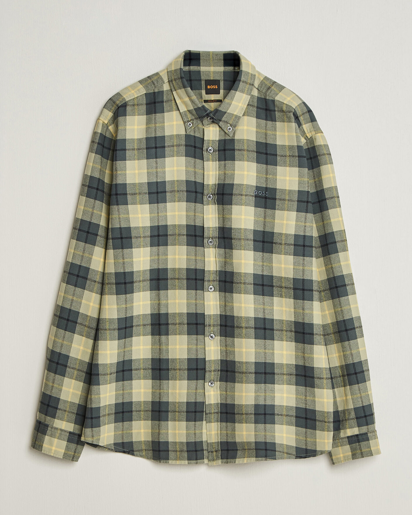 Uomini | Camicie | BOSS ORANGE | Rickert Brushed Cotton Checked Shirt Open Green