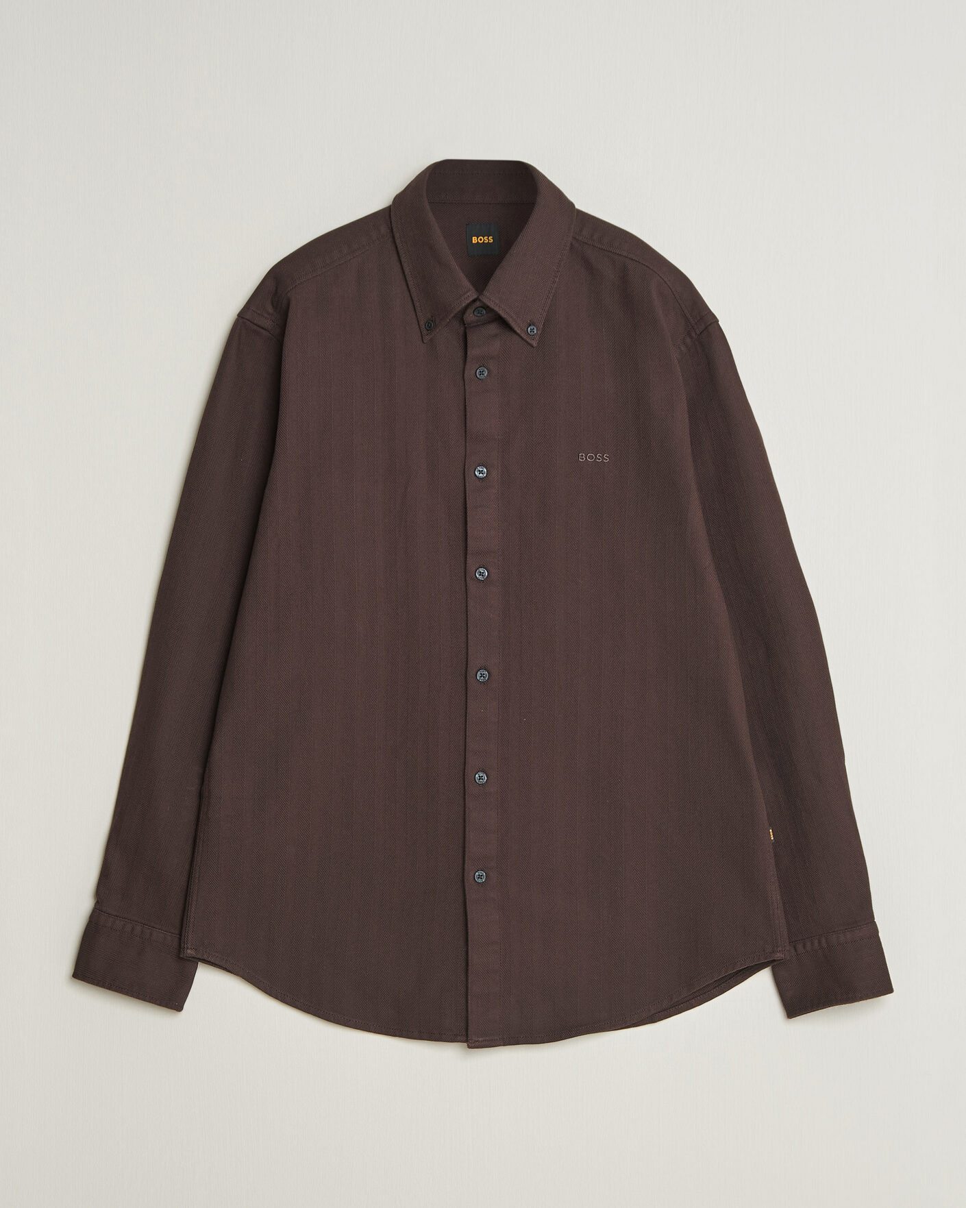 Uomini | Camicie | BOSS ORANGE | Ricopuls Brushed Herringbone Shirt Dark Brown