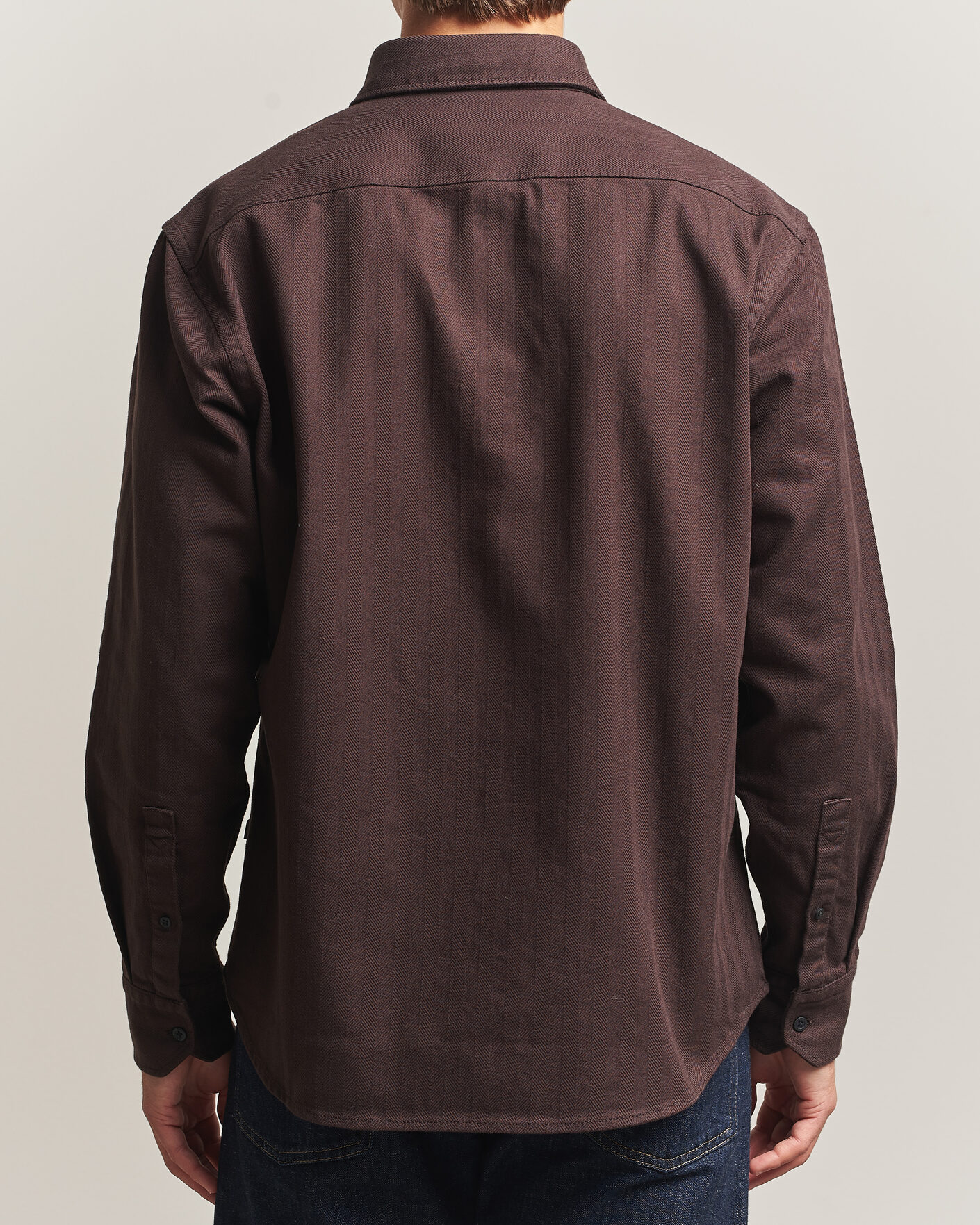 Uomini | Camicie | BOSS ORANGE | Ricopuls Brushed Herringbone Shirt Dark Brown