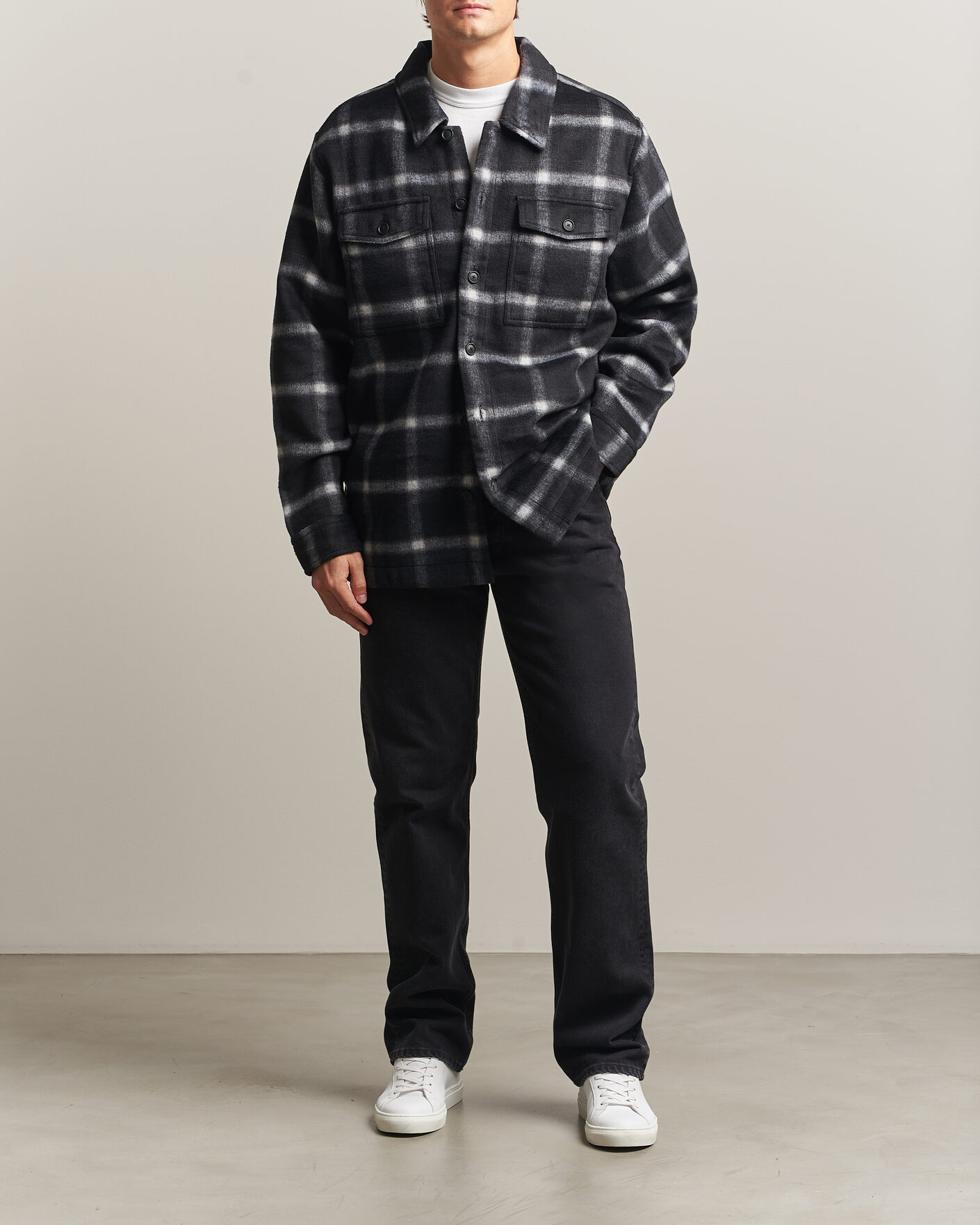 Uomini | Giacche | BOSS ORANGE | Losky Flannel Checked Overshirt Black