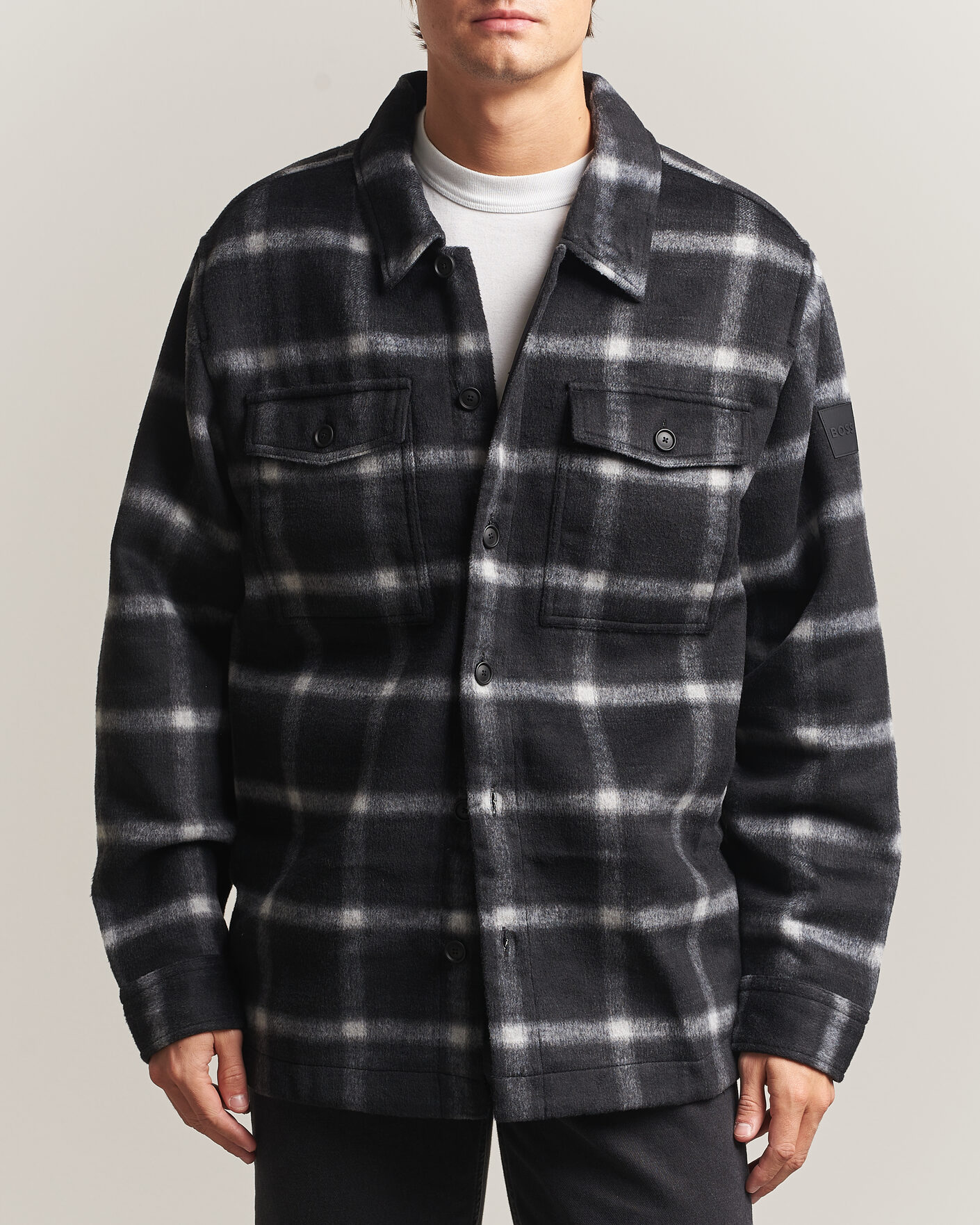 Uomini | Giacche | BOSS ORANGE | Losky Flannel Checked Overshirt Black