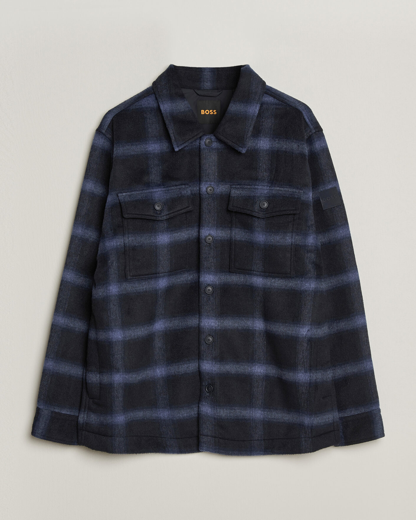 Uomini | Giacche | BOSS ORANGE | Losky Flannel Checked Overshirt Dark Blue