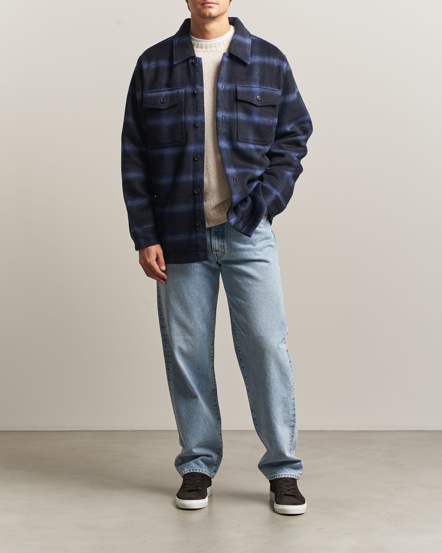 Uomini | Giacche | BOSS ORANGE | Losky Flannel Checked Overshirt Dark Blue