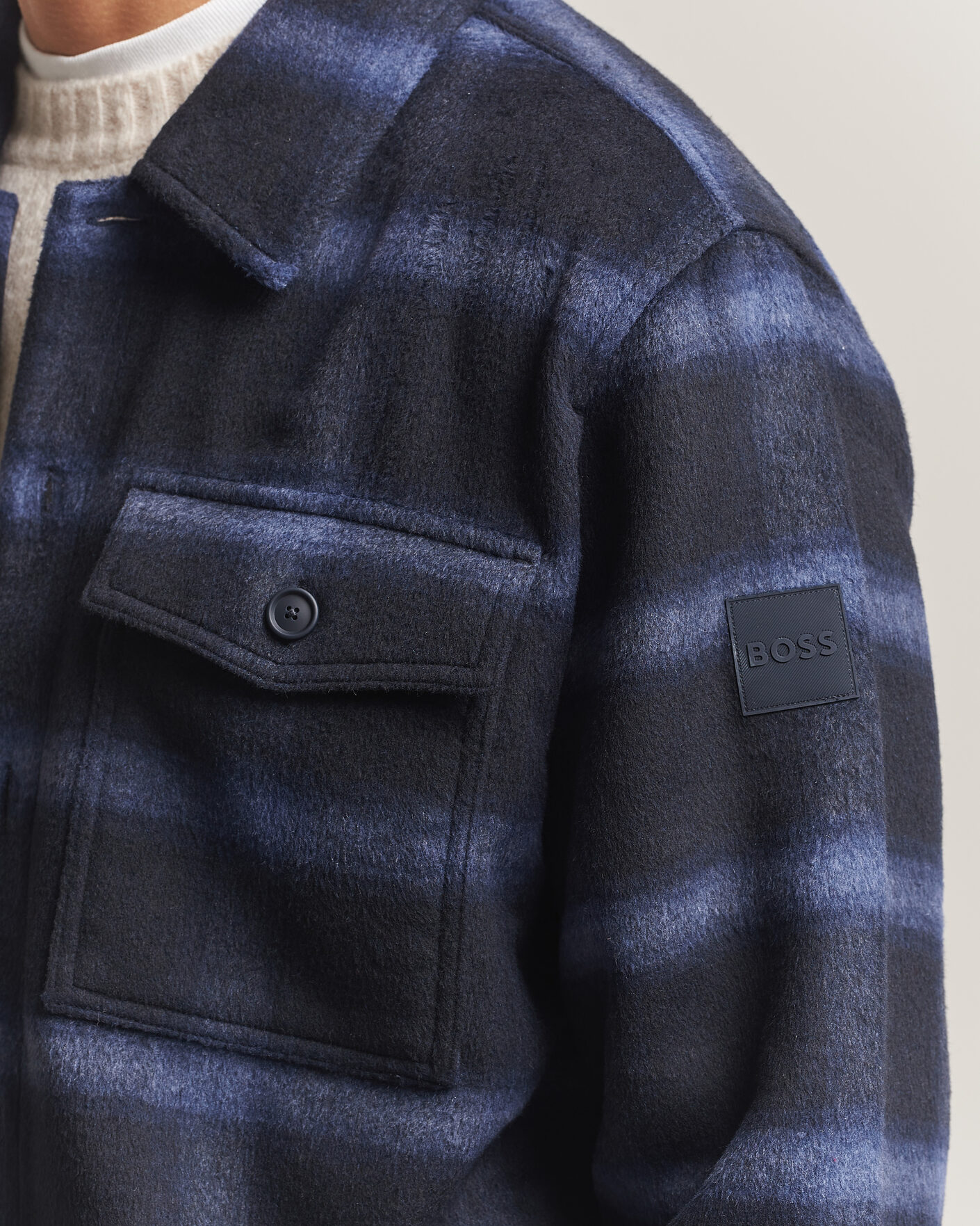 Uomini | Giacche | BOSS ORANGE | Losky Flannel Checked Overshirt Dark Blue
