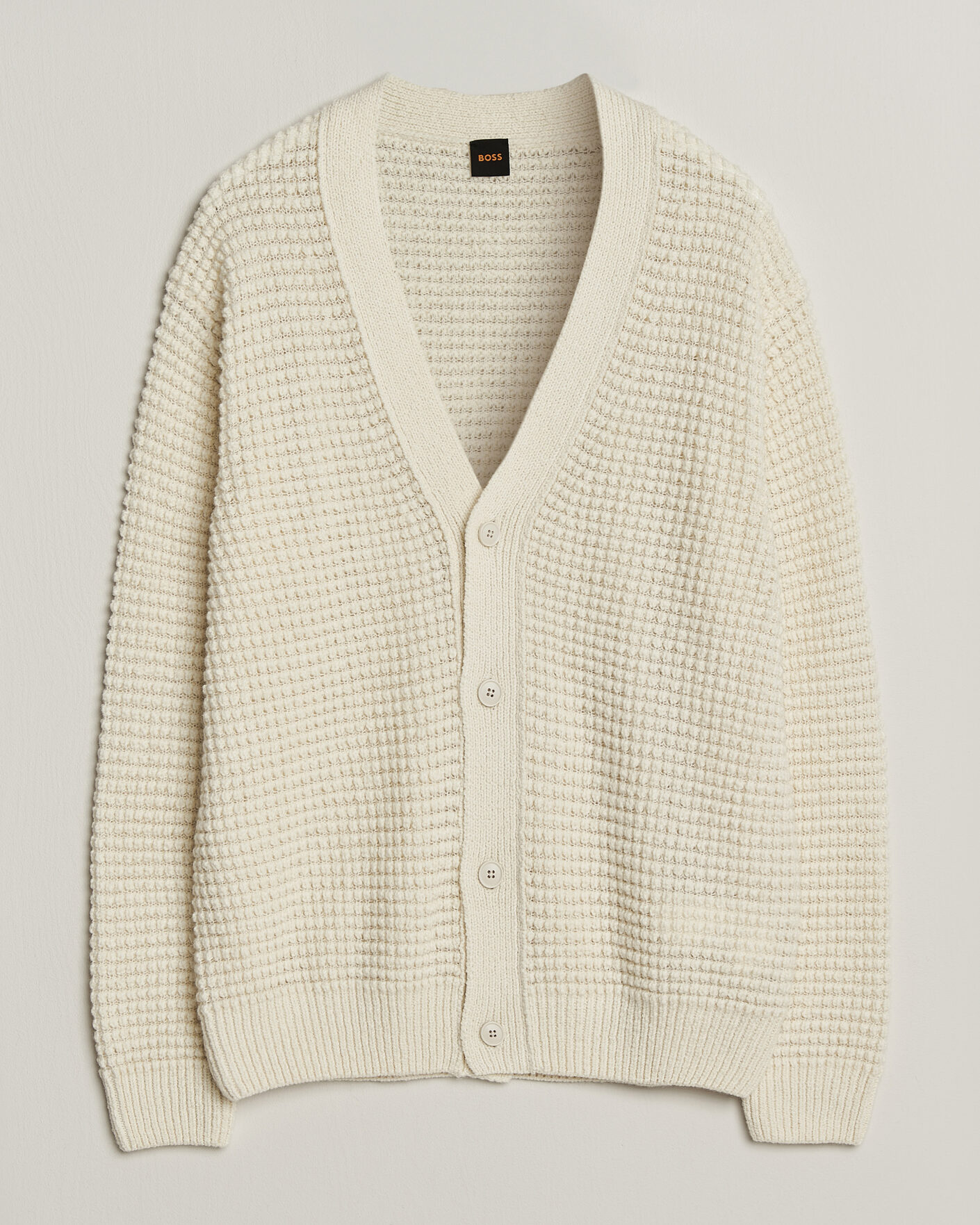 Uomini | Maglieria | BOSS ORANGE | Korsico Wool Knitted Cardigan Open White