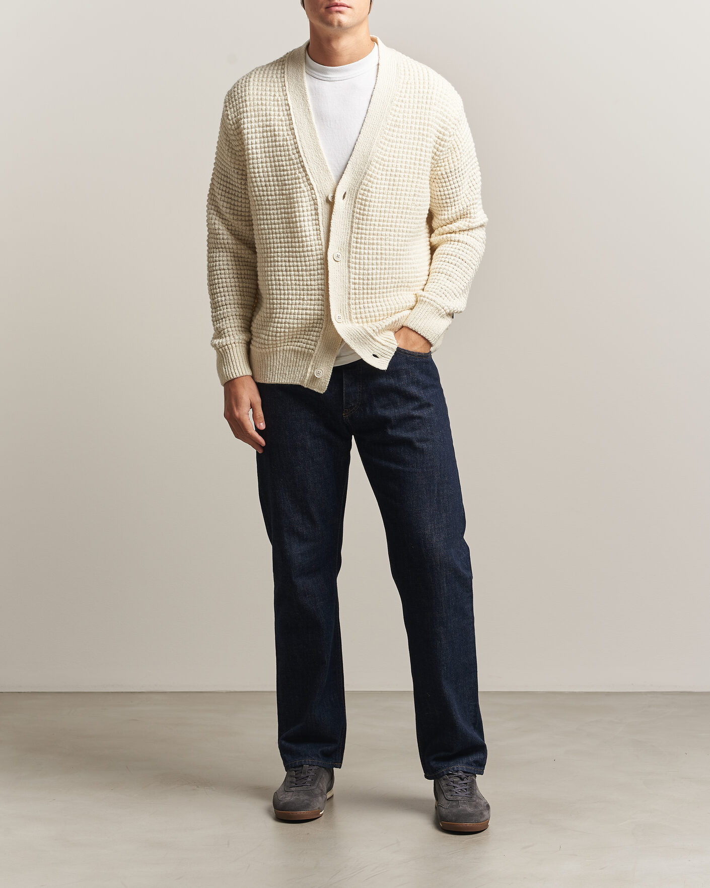 Uomini | Maglieria | BOSS ORANGE | Korsico Wool Knitted Cardigan Open White