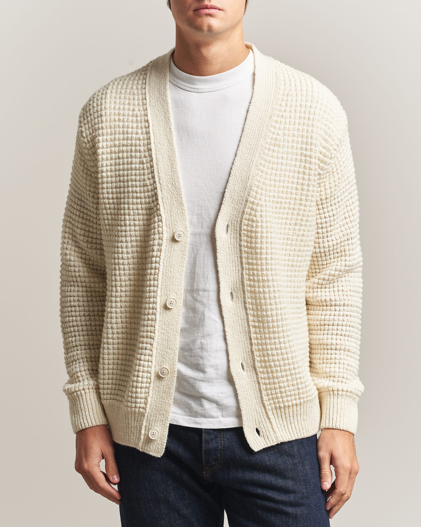 Uomini | Maglieria | BOSS ORANGE | Korsico Wool Knitted Cardigan Open White