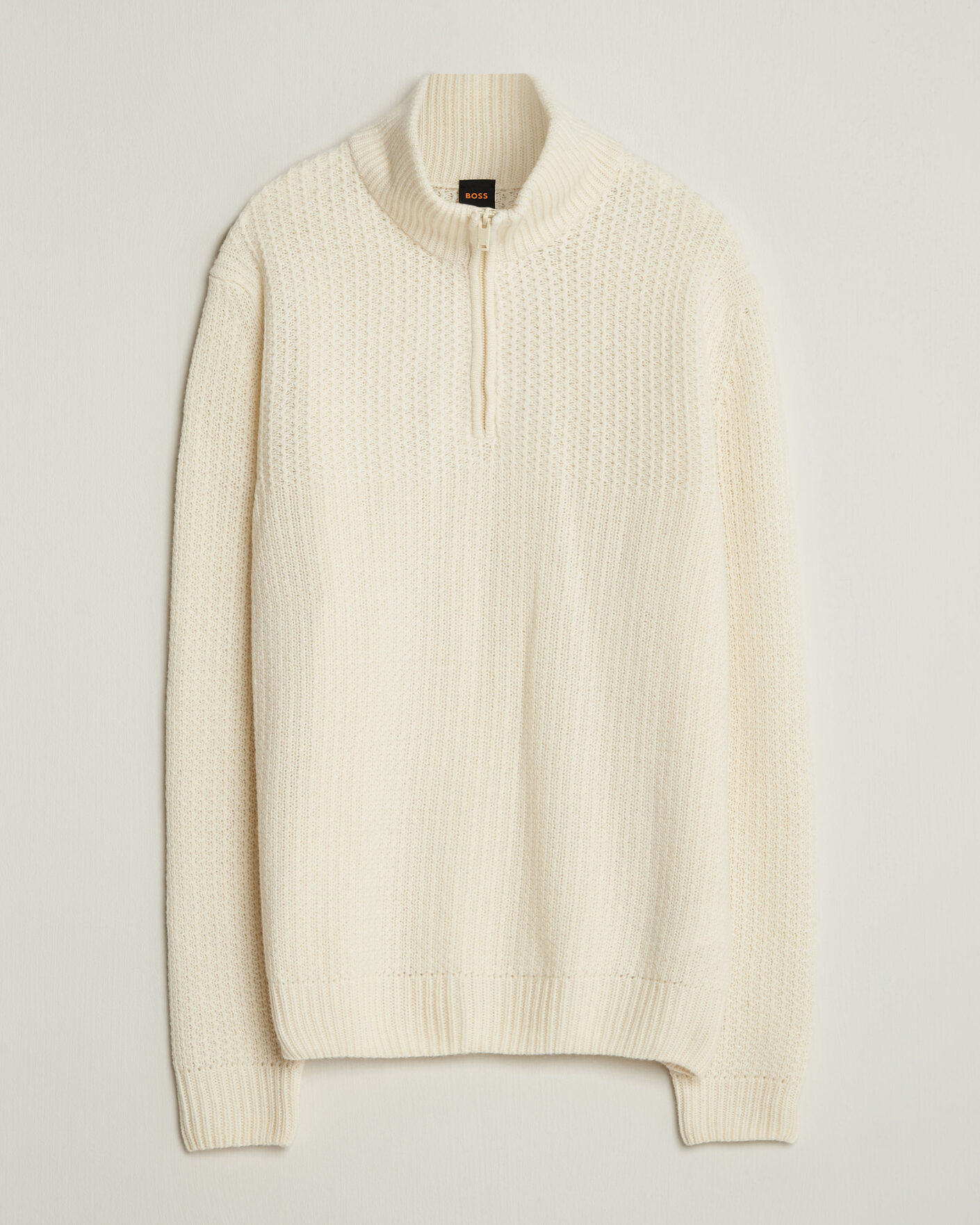 Uomini | Maglieria | BOSS ORANGE | Kenter Wool Knitted Half Zip Open White