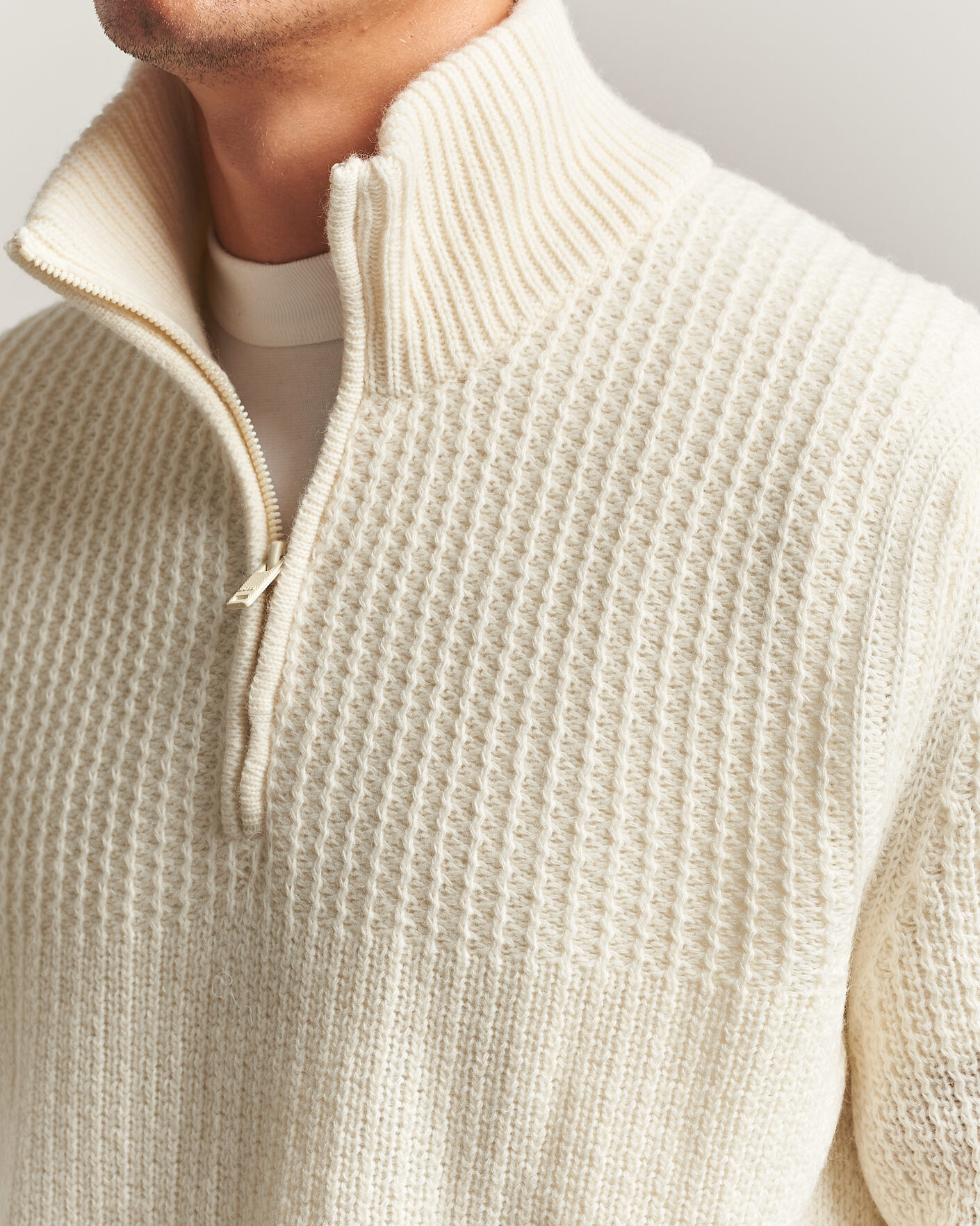 Uomini | Maglieria | BOSS ORANGE | Kenter Wool Knitted Half Zip Open White