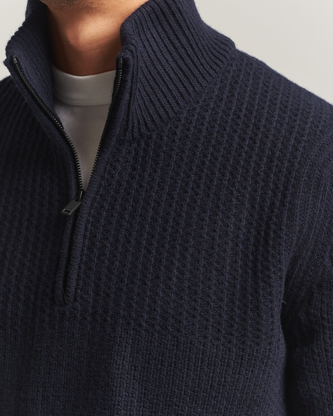 Uomini | Maglieria | BOSS ORANGE | Kenter Wool Knitted Half Zip Dark Blue
