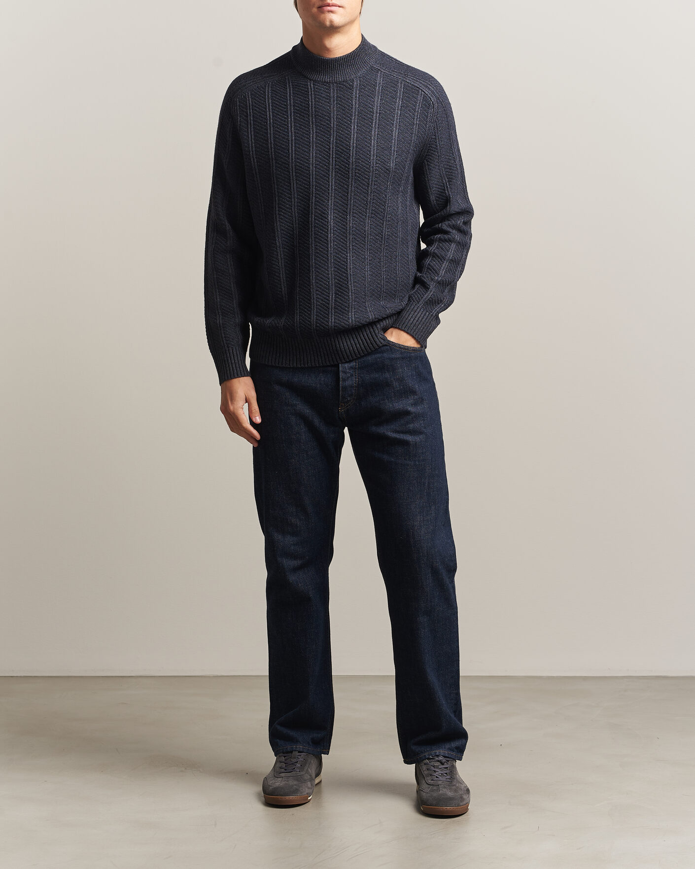 Uomini | Maglieria | BOSS ORANGE | Katoolo Wool/Cotton Knitted Turtleneck Dark Blue