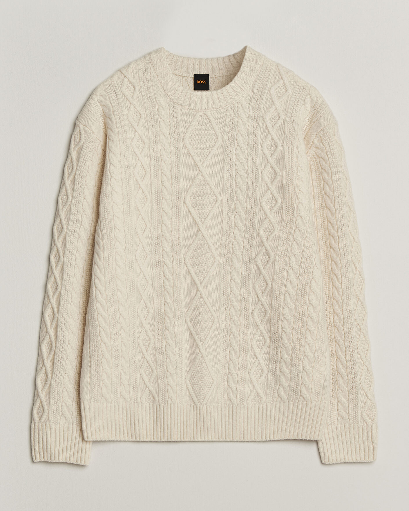 Uomini | Maglieria | BOSS ORANGE | Atreccio Wool Structured Knitted Sweater Open White