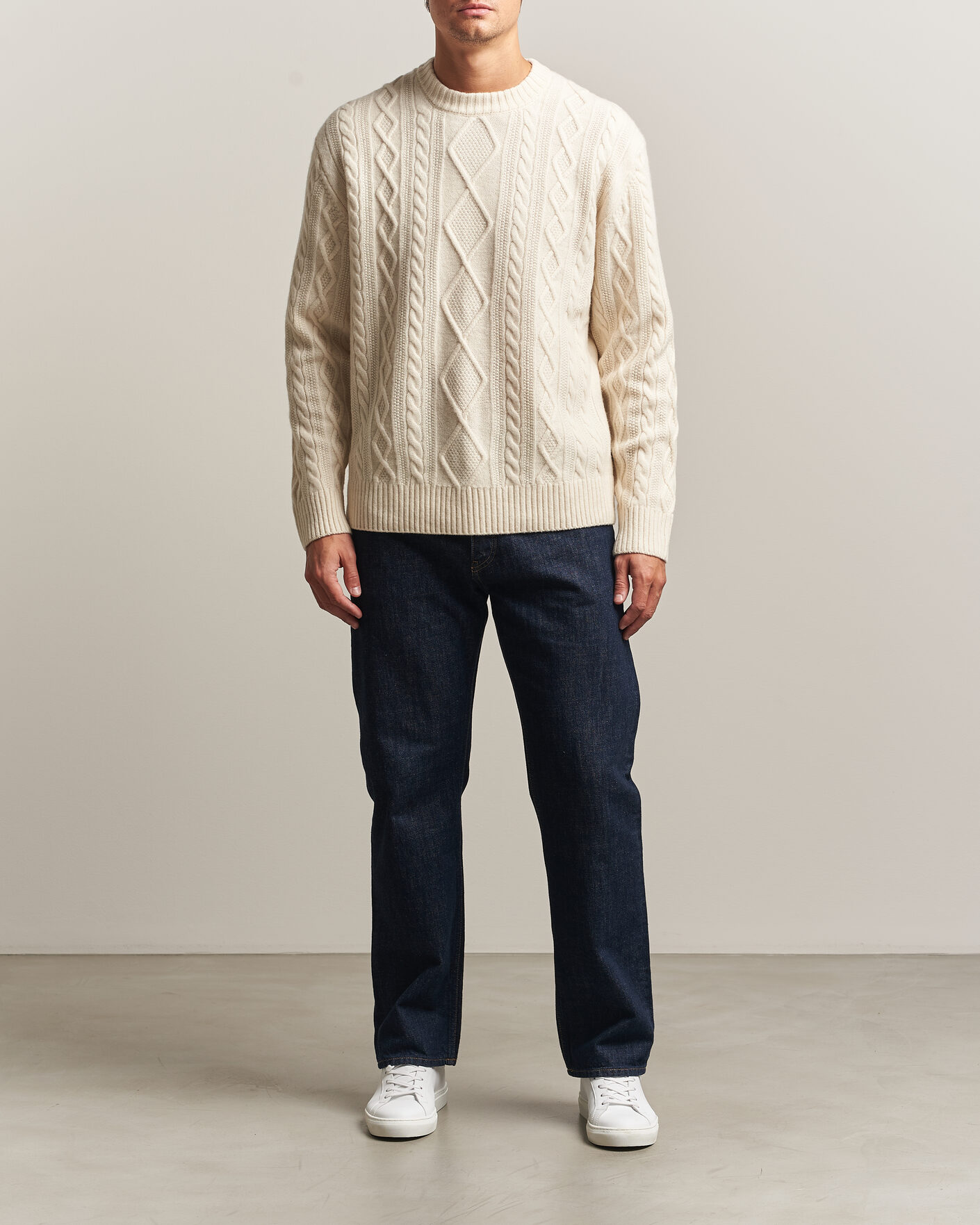 Uomini | Maglieria | BOSS ORANGE | Atreccio Wool Structured Knitted Sweater Open White