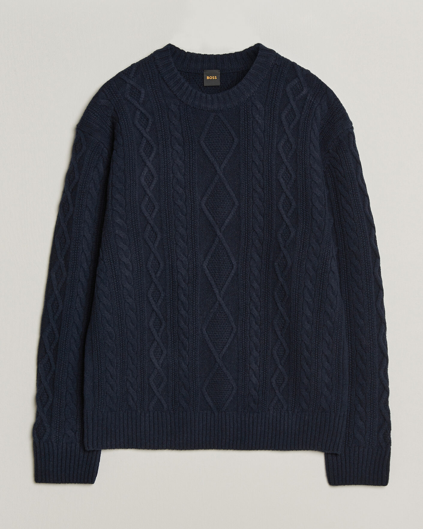Uomini | Maglieria | BOSS ORANGE | Atreccio Wool Structured Knitted Sweater Dark Blue