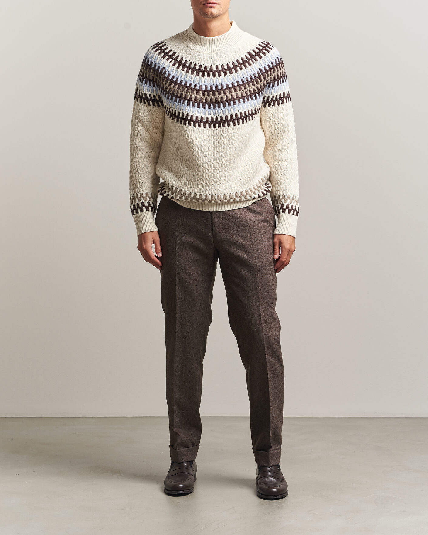 Uomini | Maglieria | BOSS BLACK | Fiotto Wool Fairisle Sweater Open White