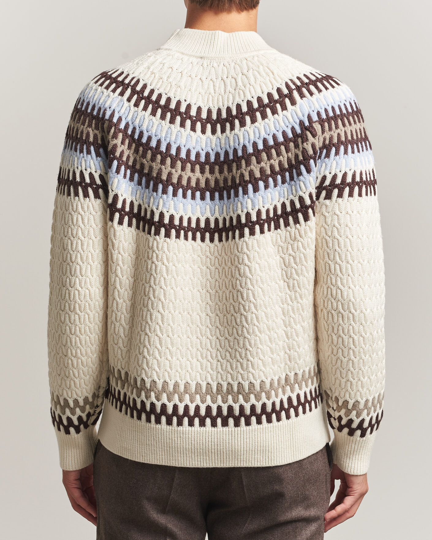 Uomini | Maglieria | BOSS BLACK | Fiotto Wool Fairisle Sweater Open White