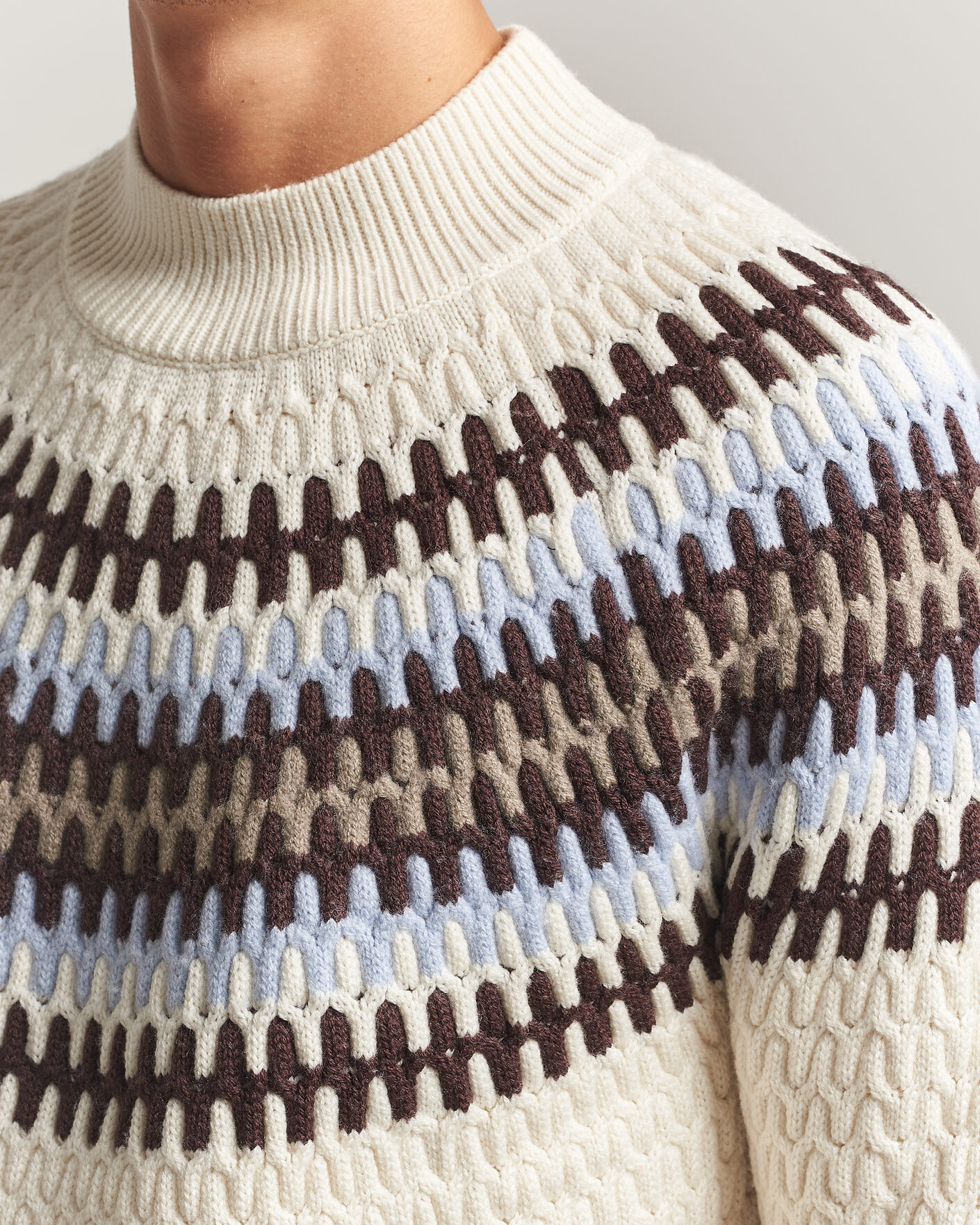 Uomini | Maglieria | BOSS BLACK | Fiotto Wool Fairisle Sweater Open White