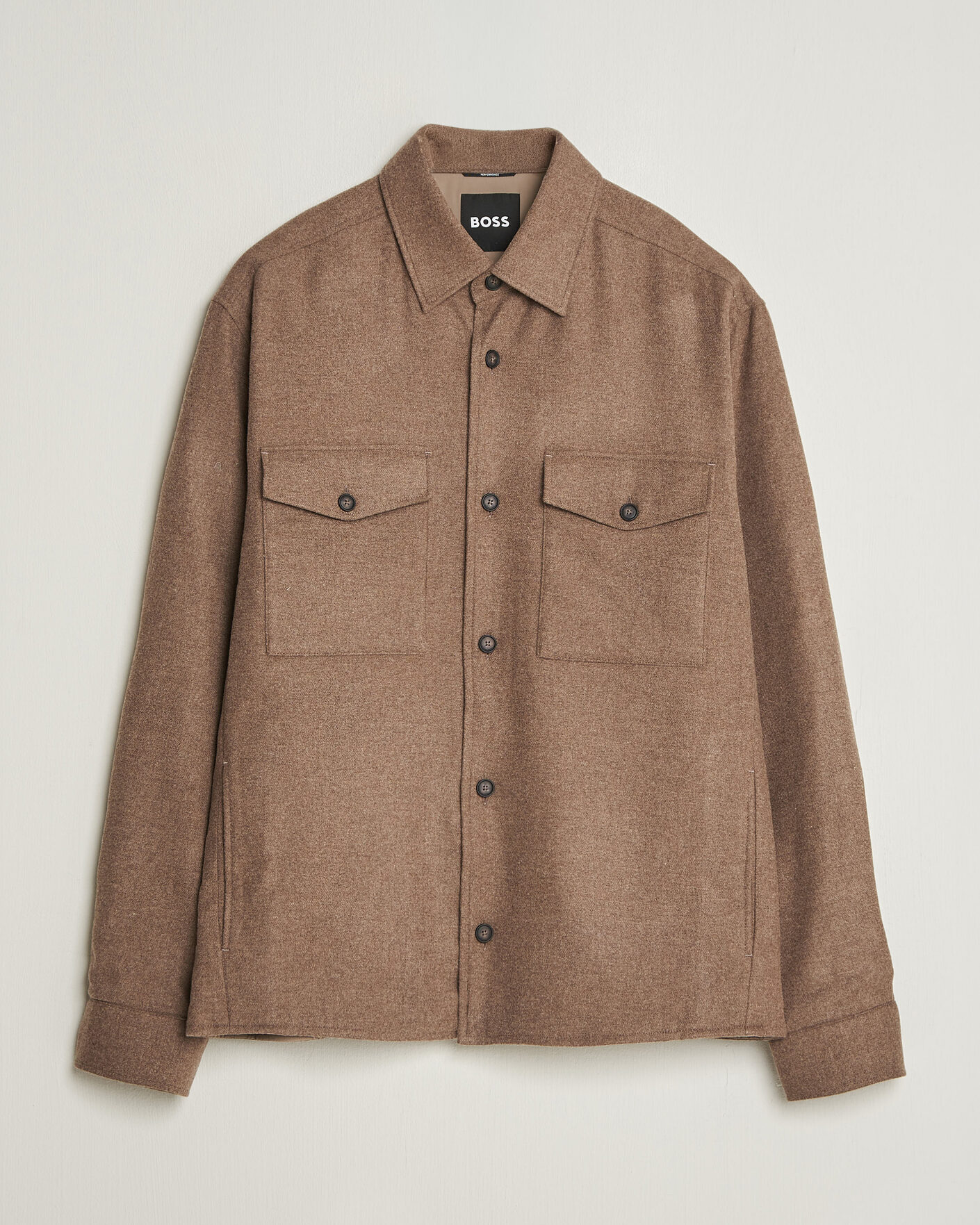 Uomini | Camicie | BOSS BLACK | Colin Brushed Pocket Overshirt Open Brown
