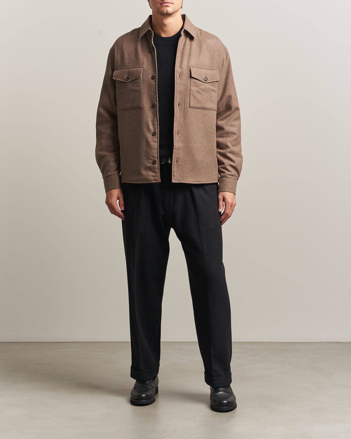 Uomini | Camicie | BOSS BLACK | Colin Brushed Pocket Overshirt Open Brown