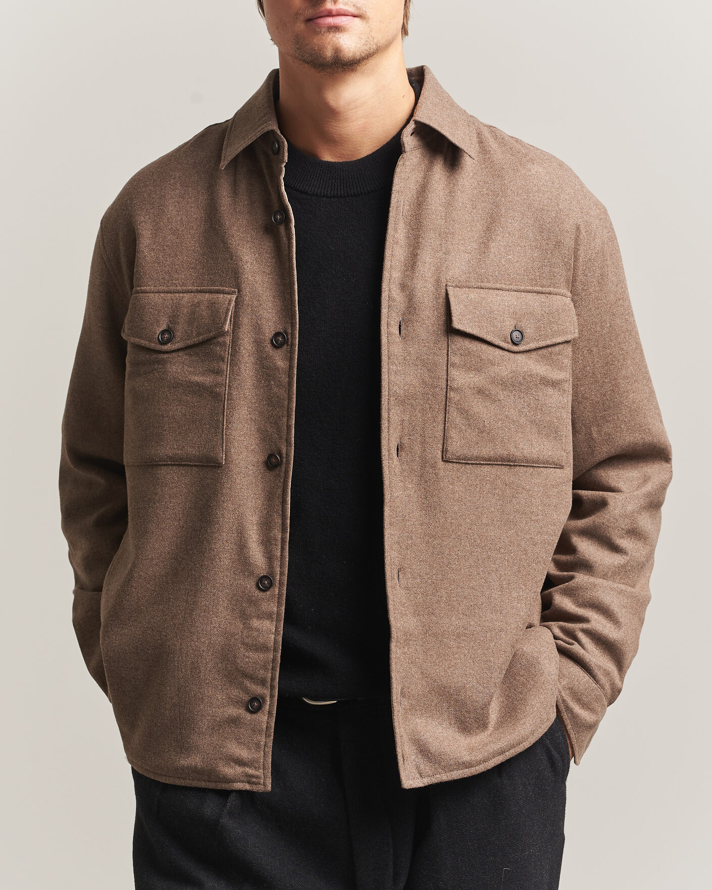 Uomini | Camicie | BOSS BLACK | Colin Brushed Pocket Overshirt Open Brown