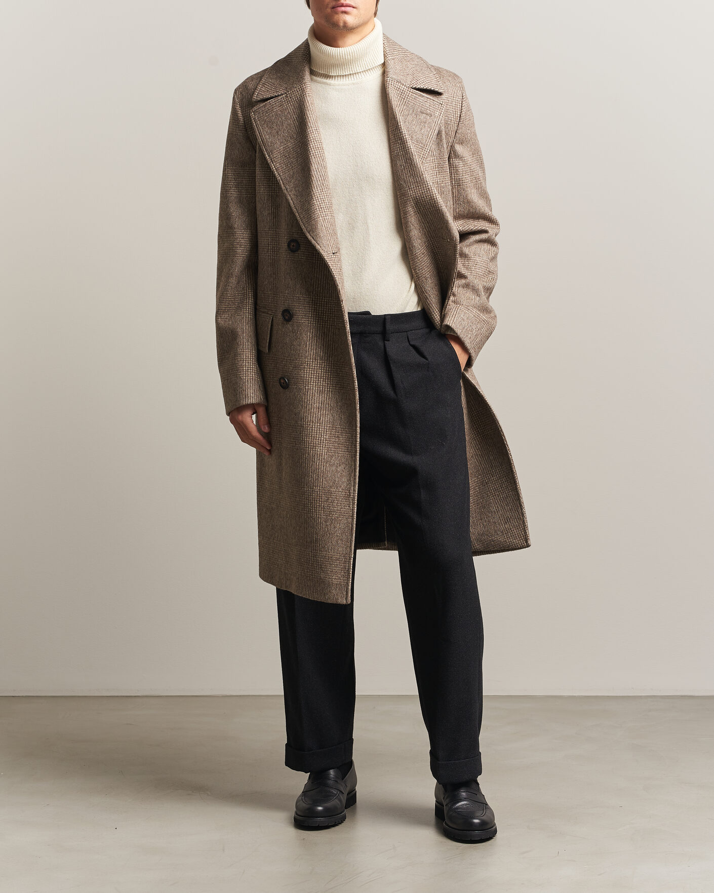 Uomini | Giacche | BOSS BLACK | Jared Wool Double Breasted Coat Open Brown