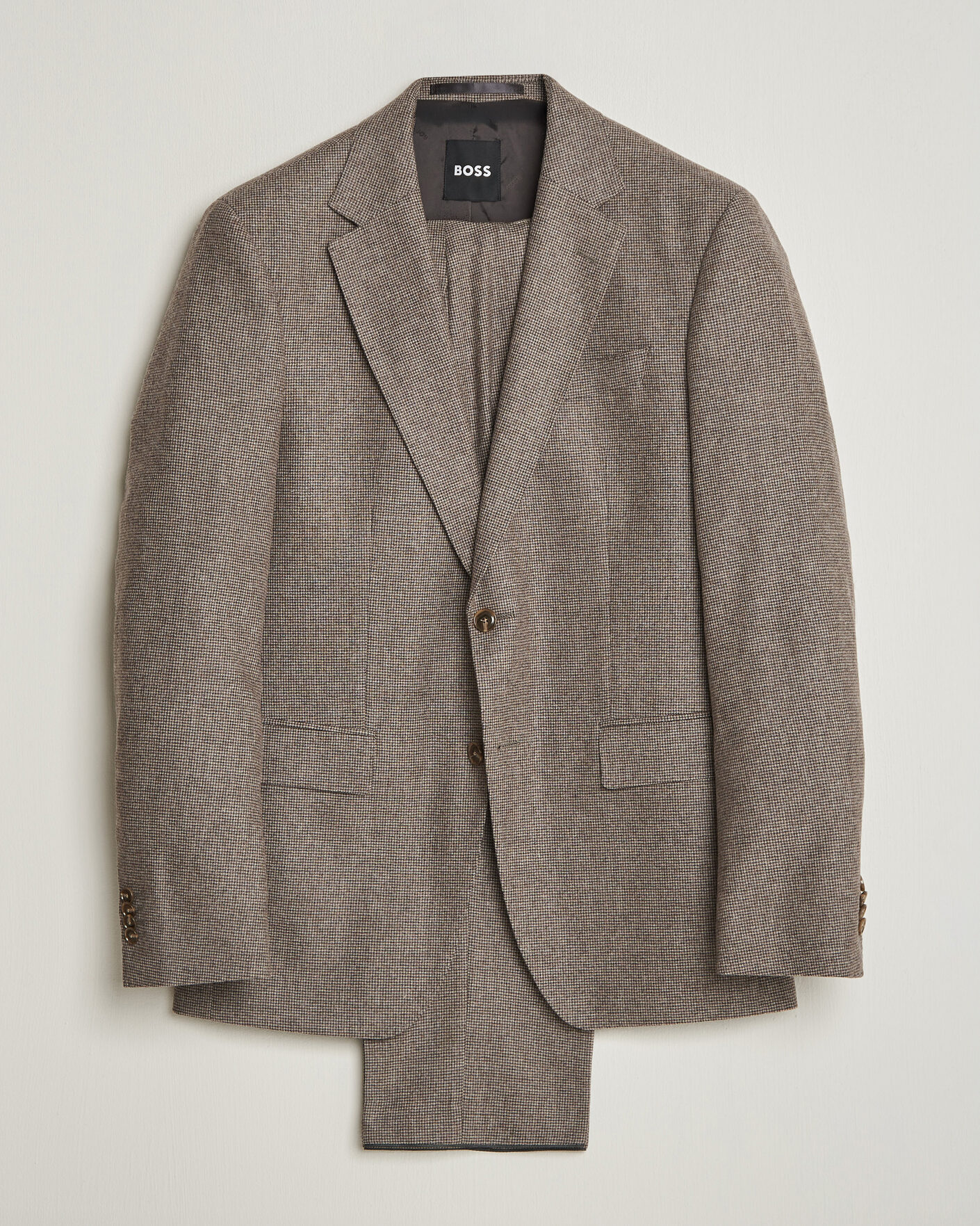 Uomini | Abiti | BOSS BLACK | Huge Wool Pepita Suit Dark Brown