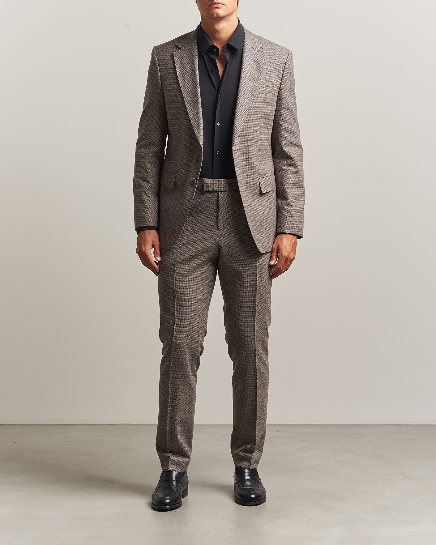 Uomini | Abiti | BOSS BLACK | Huge Wool Pepita Suit Dark Brown