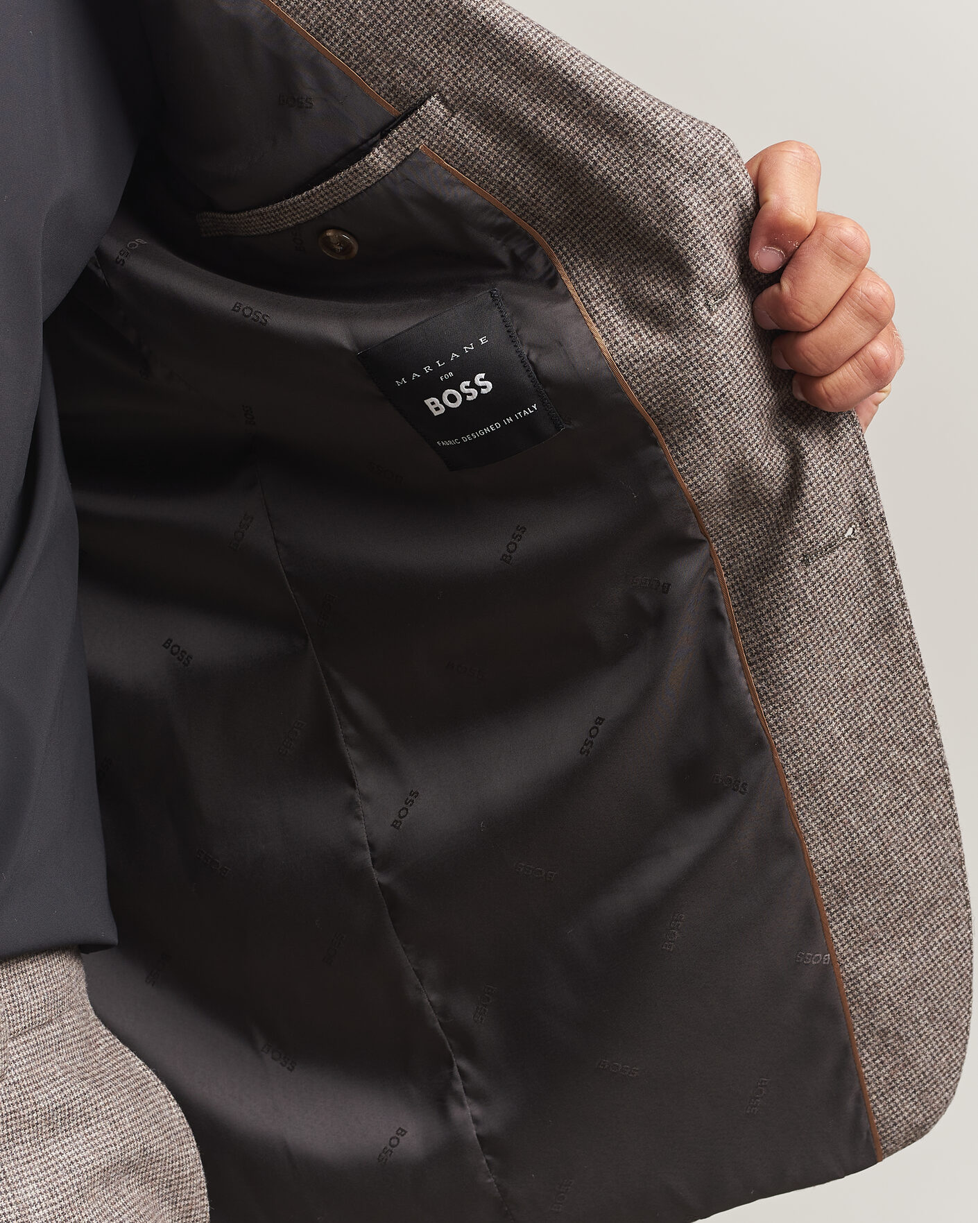 Uomini | Abiti | BOSS BLACK | Huge Wool Pepita Suit Dark Brown