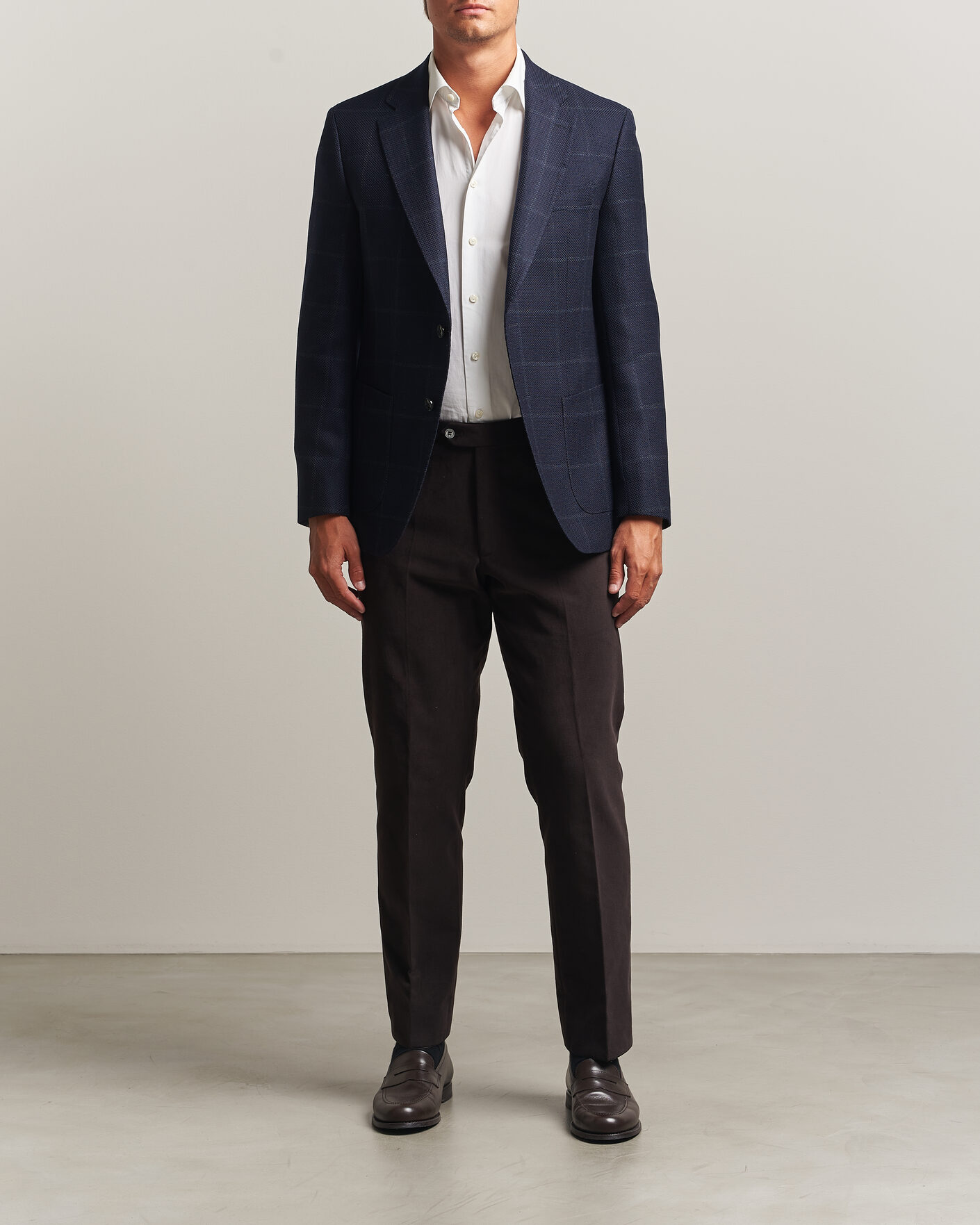 Uomini | Blazers | BOSS BLACK | Hutson Checked Wool Blazer Dark Blue