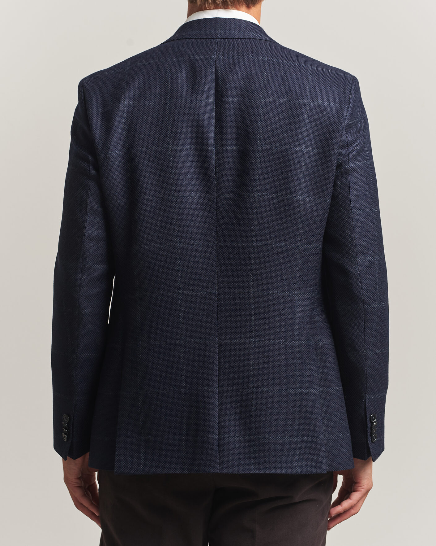 Uomini | Blazers | BOSS BLACK | Hutson Checked Wool Blazer Dark Blue