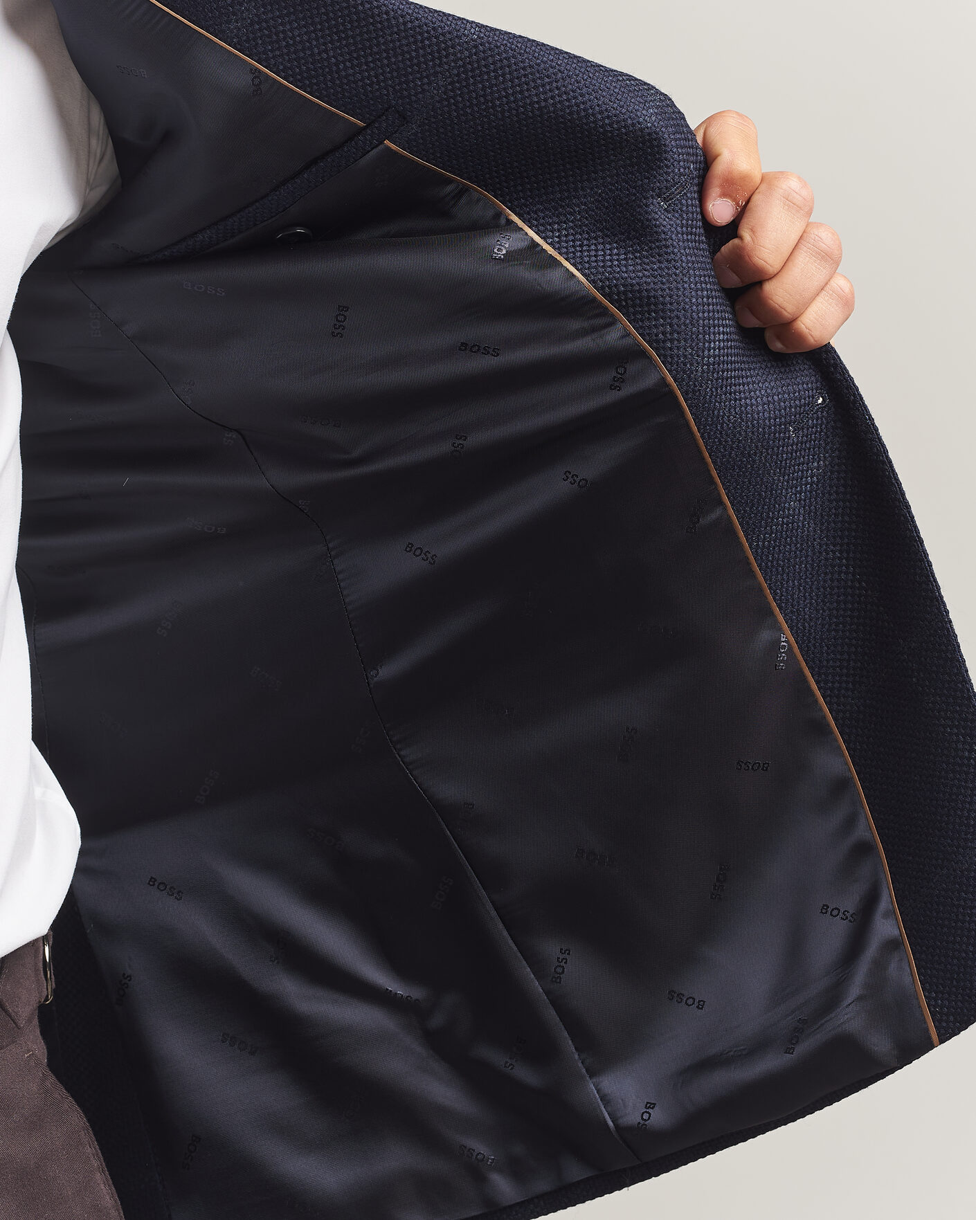 Uomini | Blazers | BOSS BLACK | Hutson Checked Wool Blazer Dark Blue