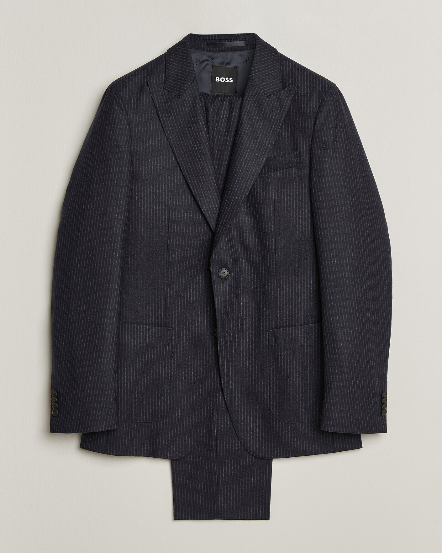 Uomini | Abiti | BOSS BLACK | Huge Wool Pinstriped Suit Dark Blue