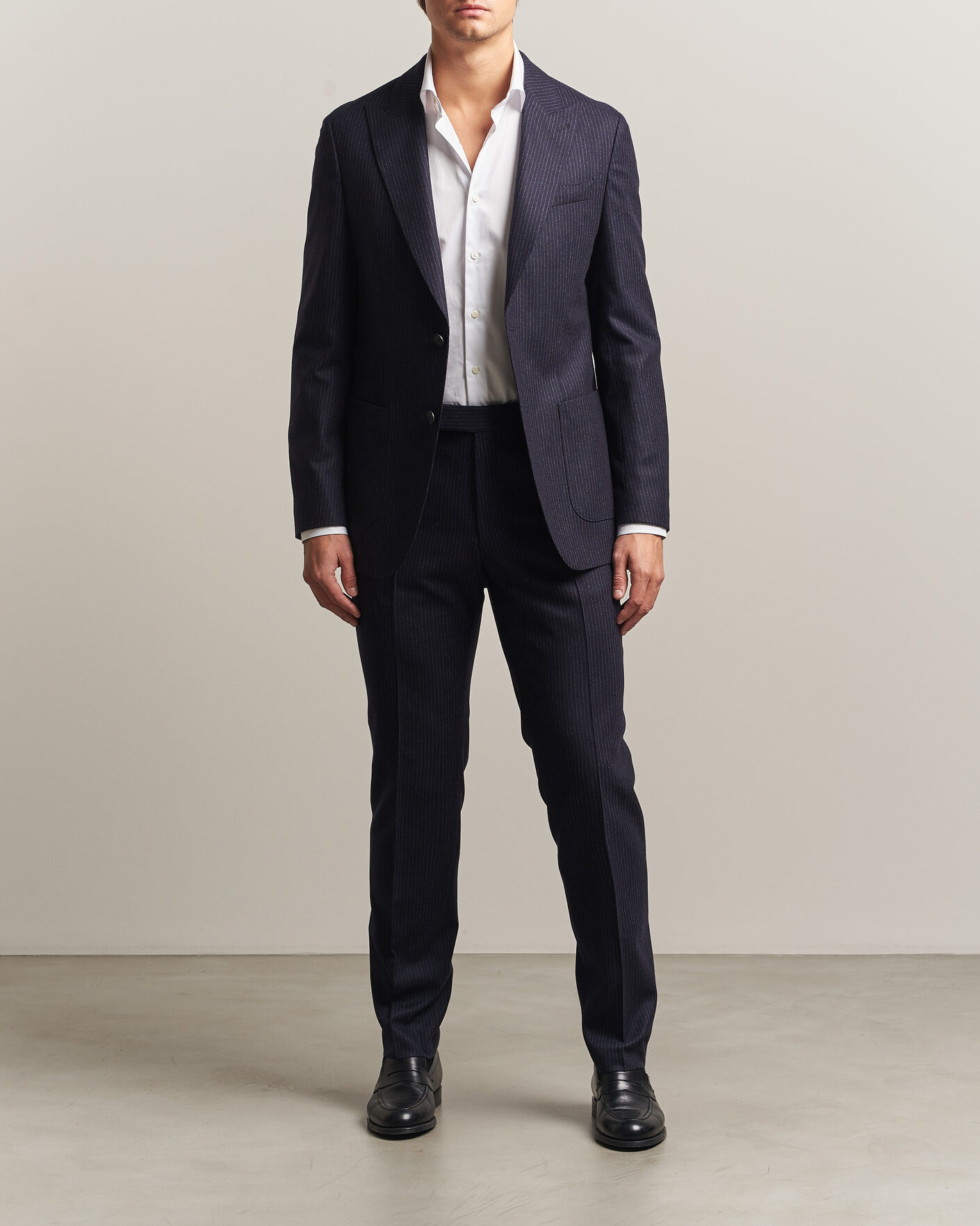 Uomini | Abiti | BOSS BLACK | Huge Wool Pinstriped Suit Dark Blue