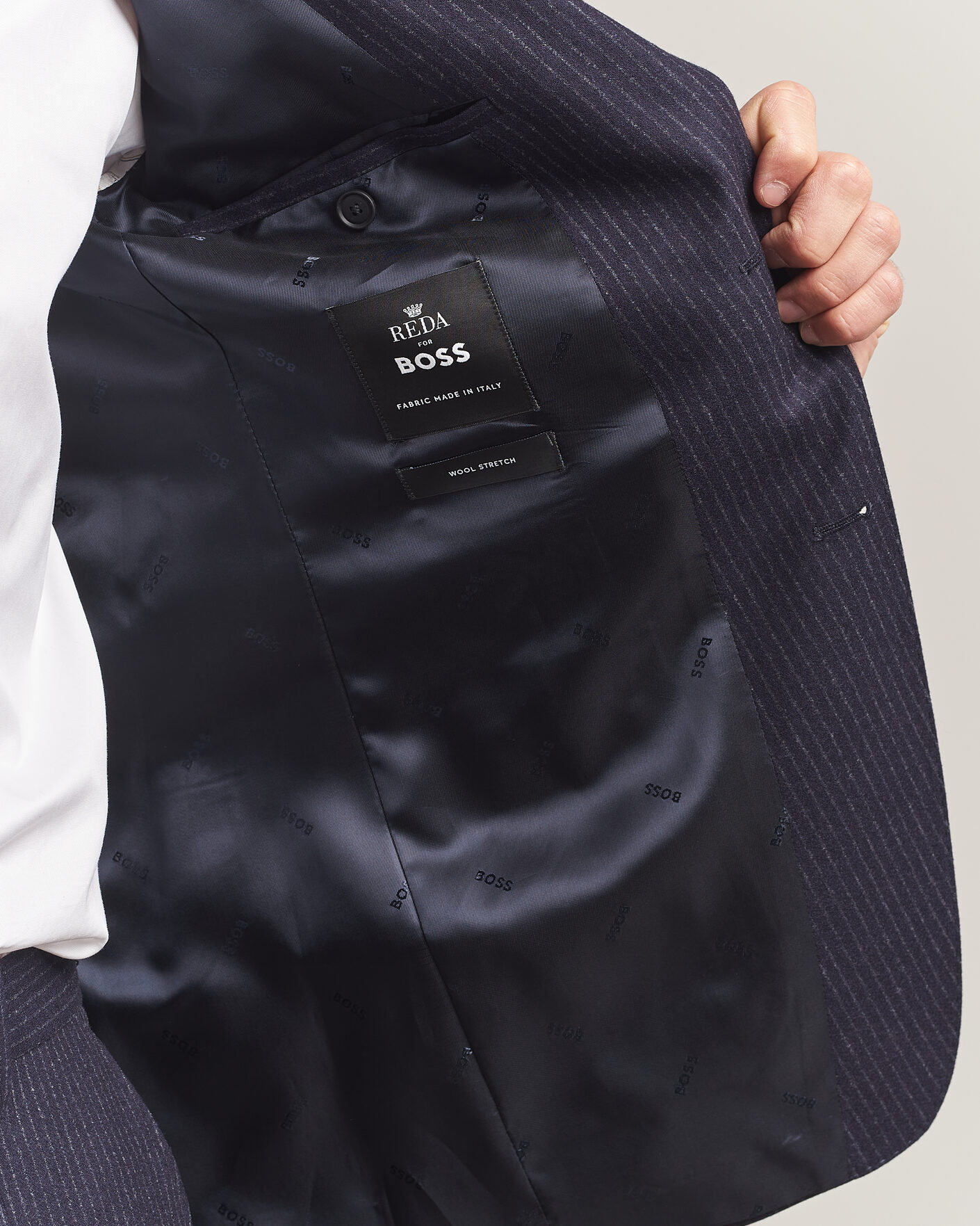 Uomini | Abiti | BOSS BLACK | Huge Wool Pinstriped Suit Dark Blue