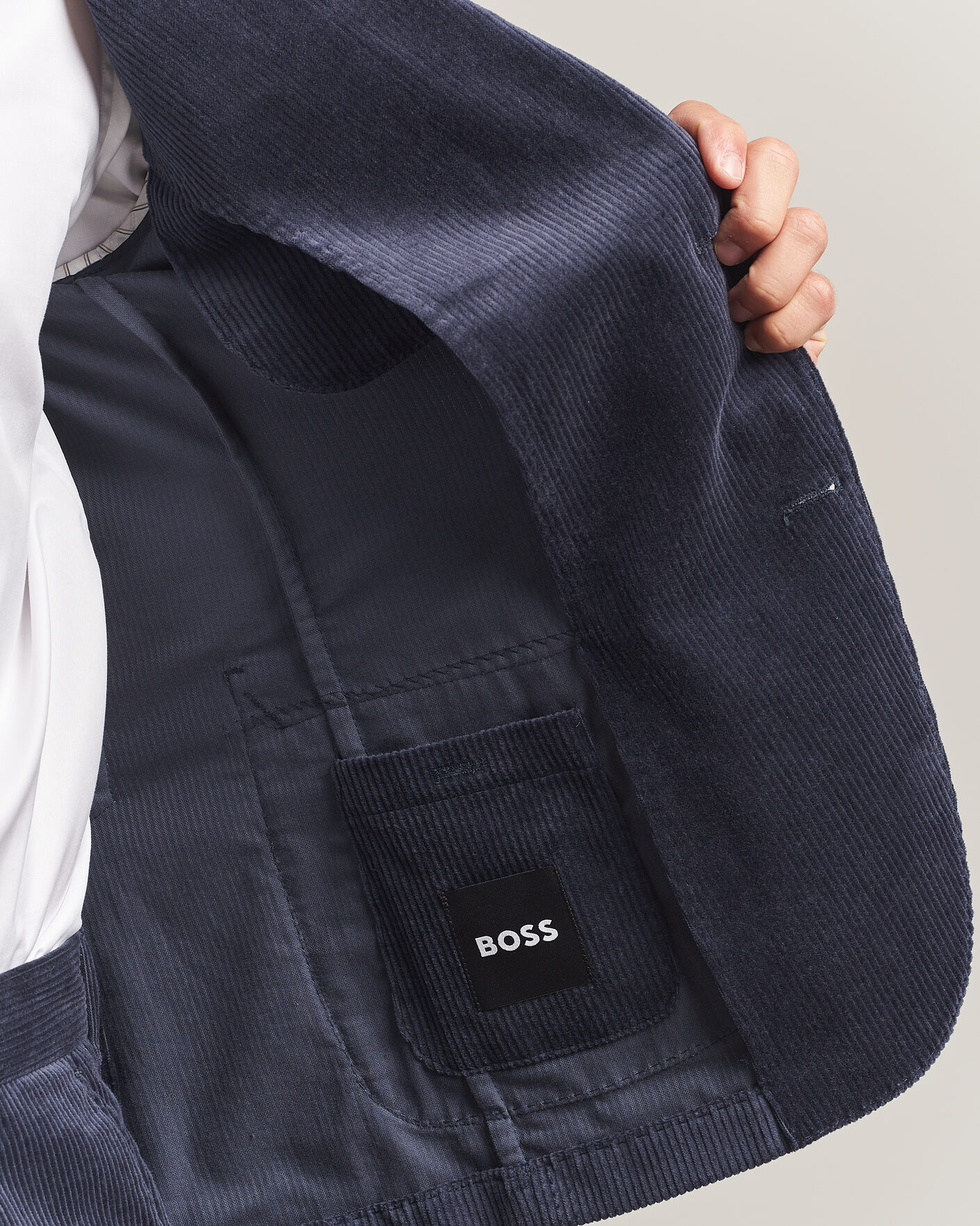Uomini | Blazers | BOSS BLACK | Hanry Corduroy Suit Blazer Open Blue