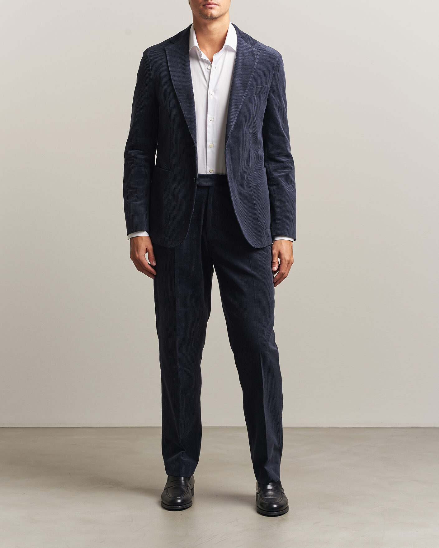 Uomini | Pantaloni | BOSS BLACK | Perino Corduroy Suit Trousers Open Blue