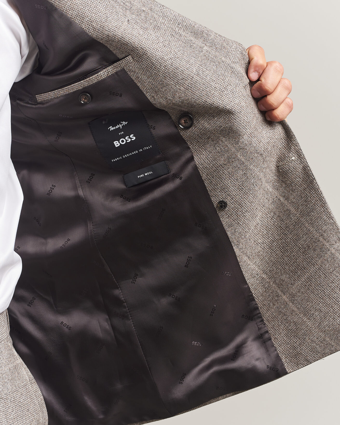 Uomini | Abiti | BOSS BLACK | Huge Wool Checked Double Breasted Suit Open Brown