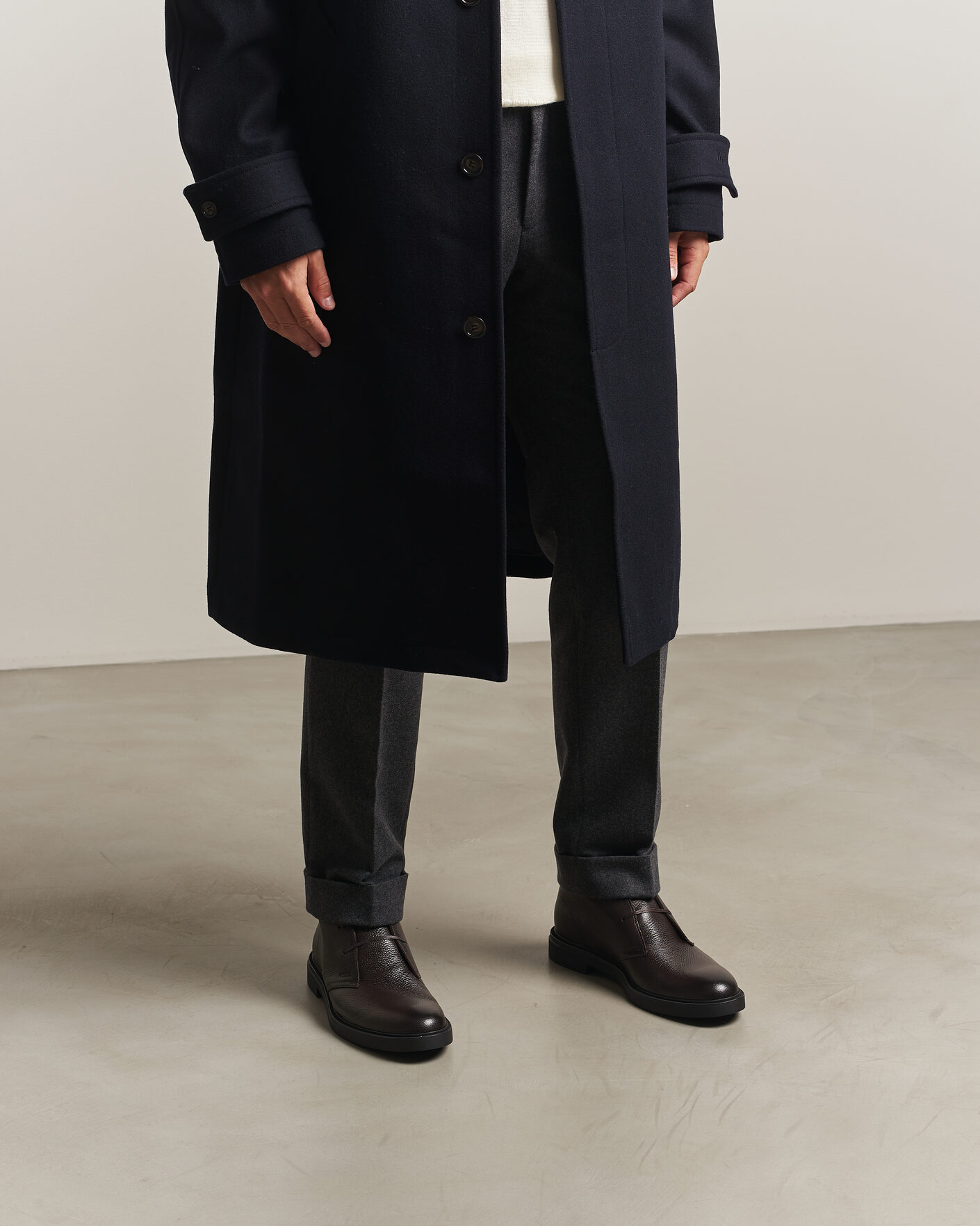 Uomini | Stivali | BOSS BLACK | Calev Grained Leather Chukka Boot Dark Brown