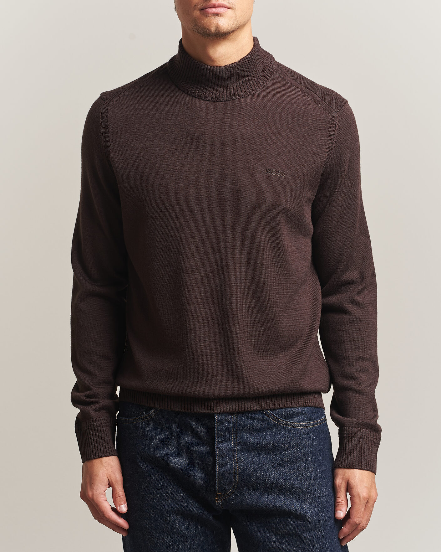 Uomini | Maglieria | BOSS ORANGE | Avac Knitted Turtleneck Dark Brown
