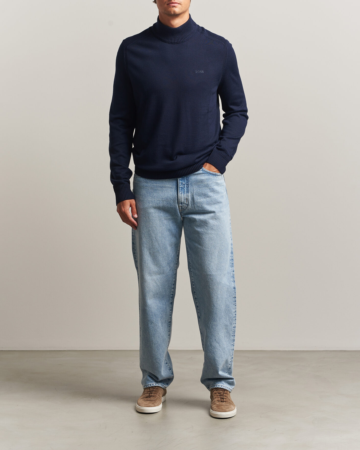 Uomini | Maglieria | BOSS ORANGE | Avac Knitted Turtleneck Dark Blue