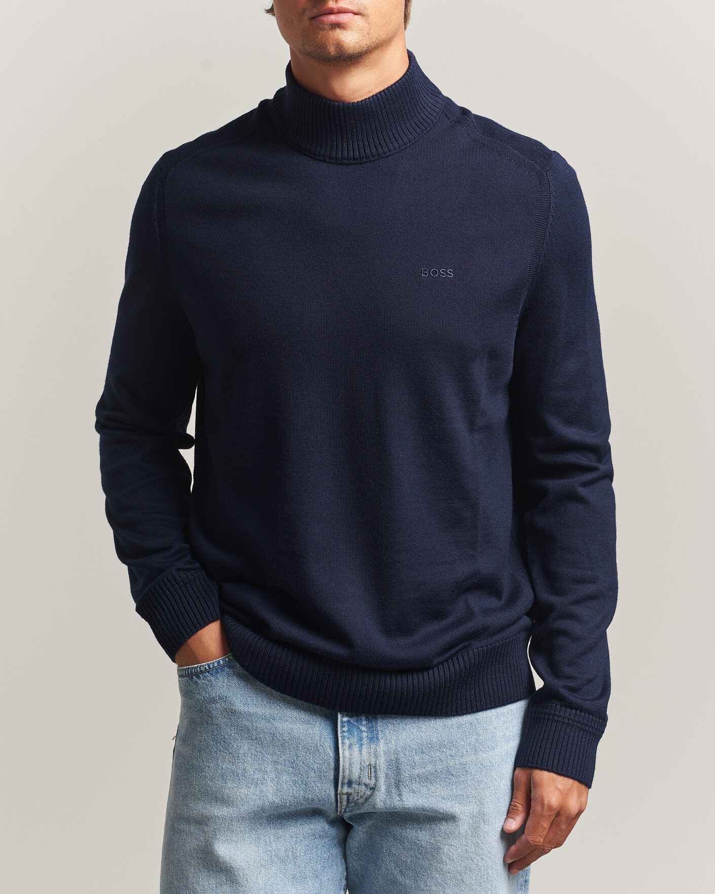 Uomini | Maglieria | BOSS ORANGE | Avac Knitted Turtleneck Dark Blue