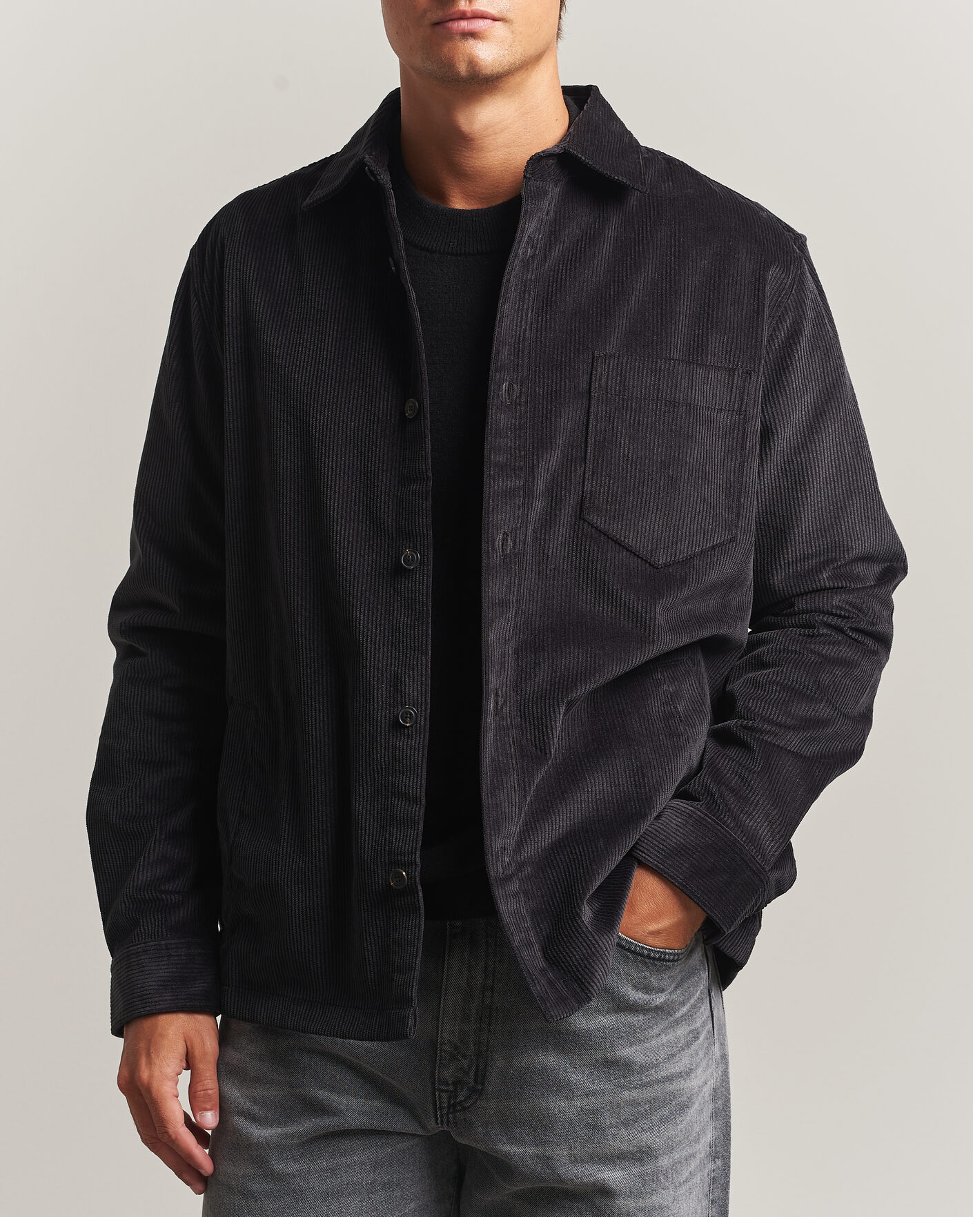 Uomini | Camicie | HUGO | Ecord Corduroy Overshirt Black