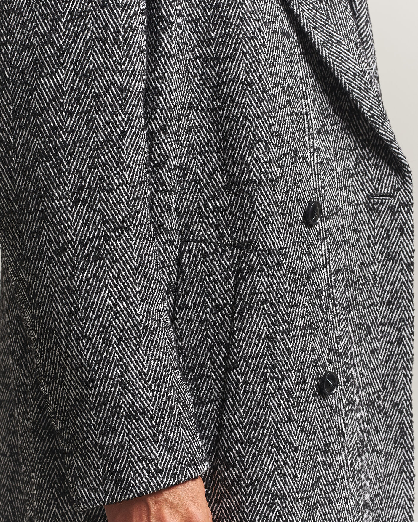 Uomini | Giacche | HUGO | Milas Herringbone Double Breasted Coat Dark Grey