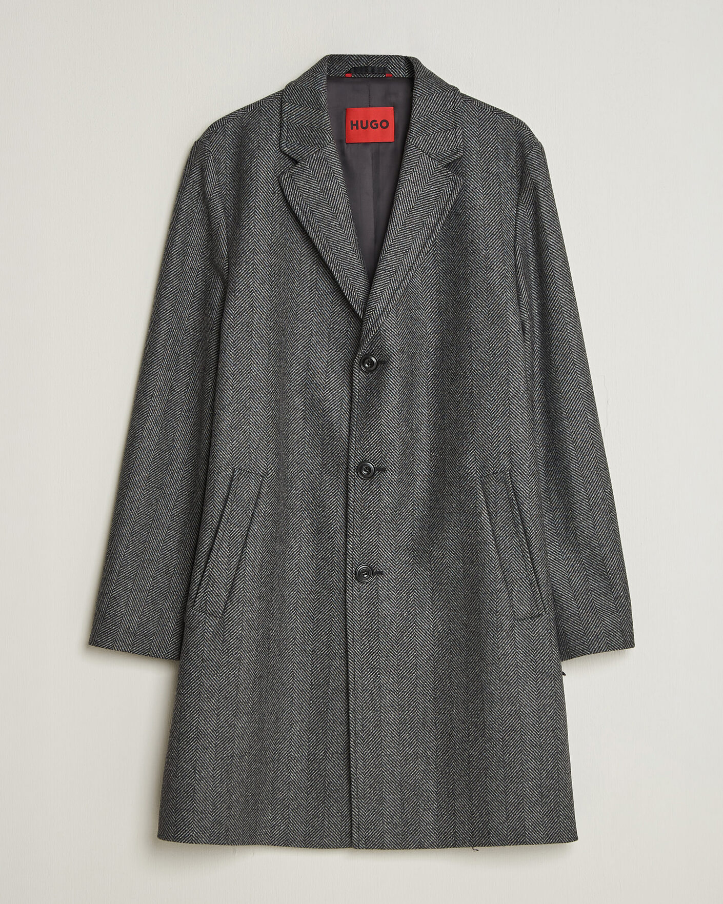 Uomini | Giacche | HUGO | Malte Herringbone Coat Dark Grey