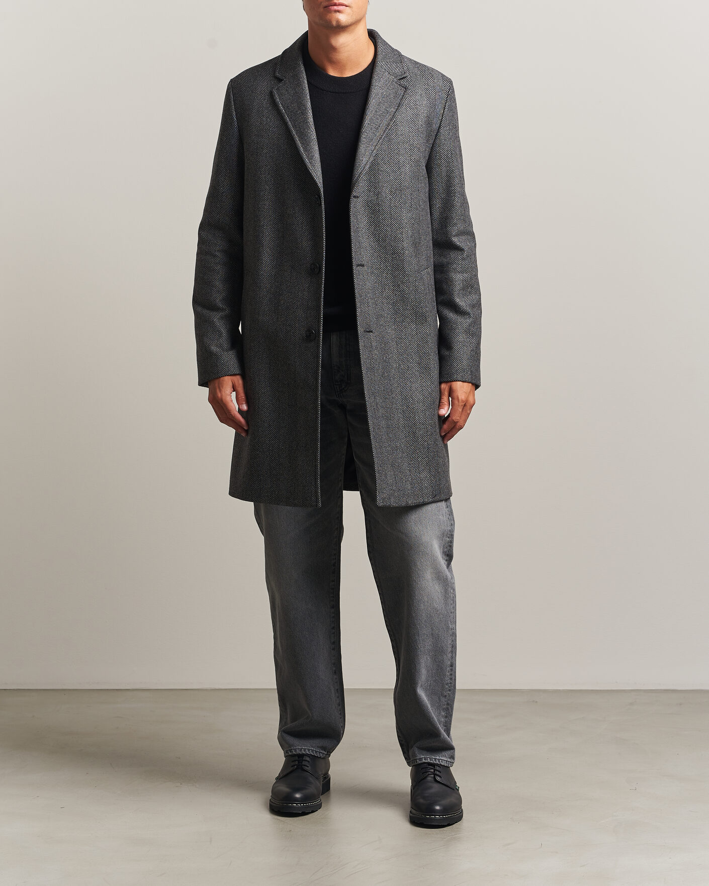 Uomini | Giacche | HUGO | Malte Herringbone Coat Dark Grey