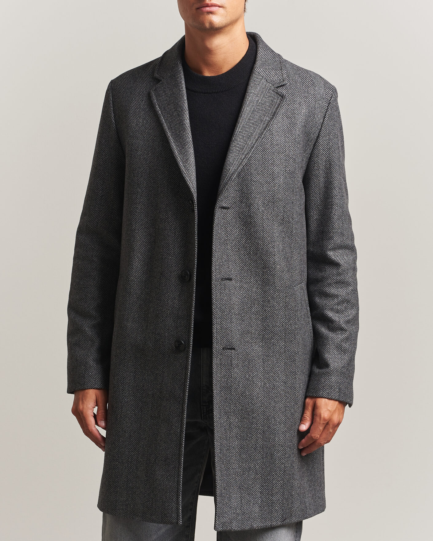Uomini | Giacche | HUGO | Malte Herringbone Coat Dark Grey