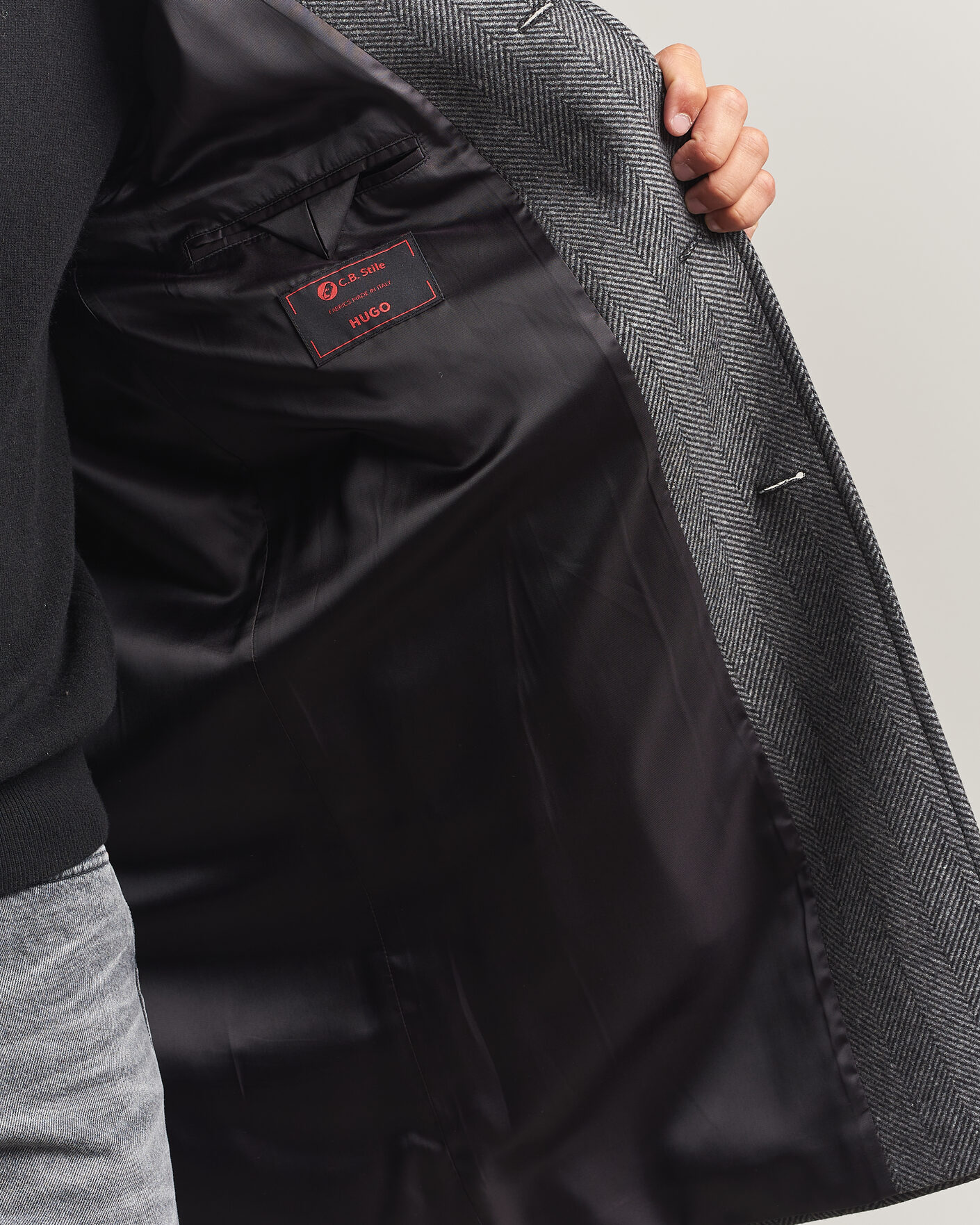 Uomini | Giacche | HUGO | Malte Herringbone Coat Dark Grey
