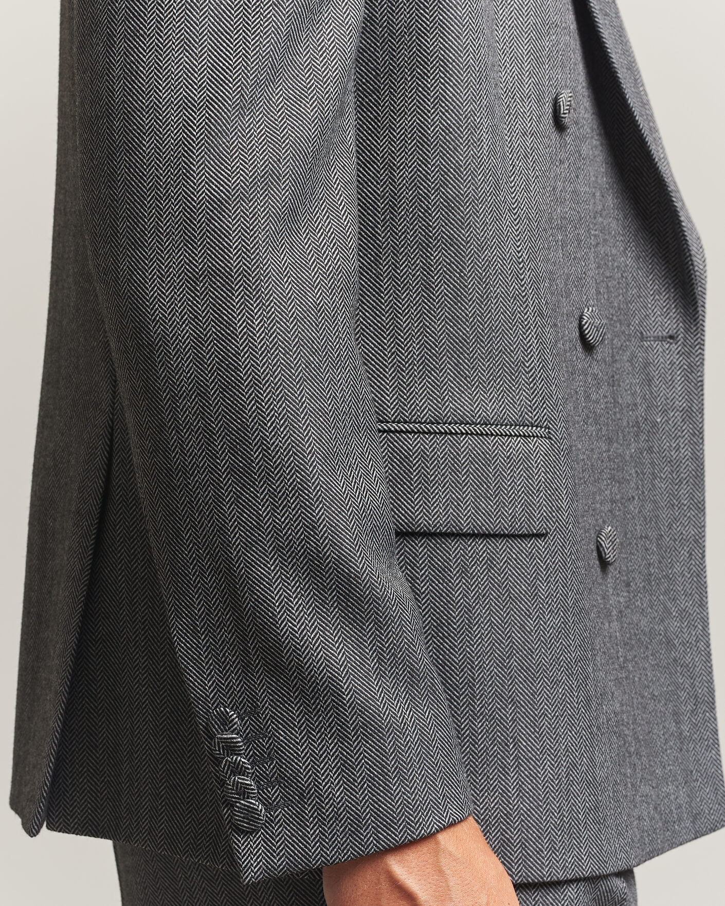 Uomini | Blazers | HUGO | Karlo Herringbone Double Breasted Blazer Dark Grey