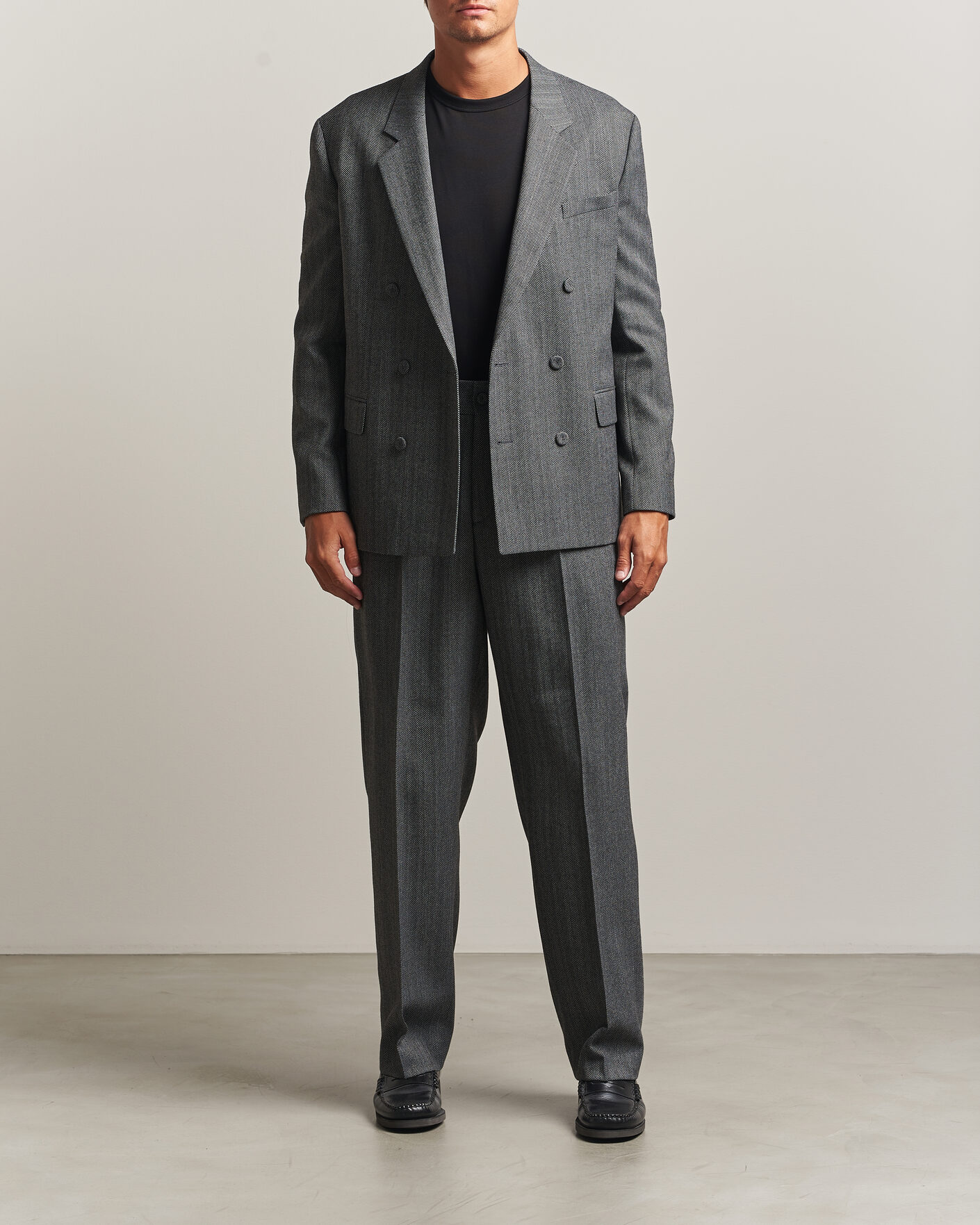 Uomini | Pantaloni | HUGO | Flips Herringbone Suit Trousers Dark Grey